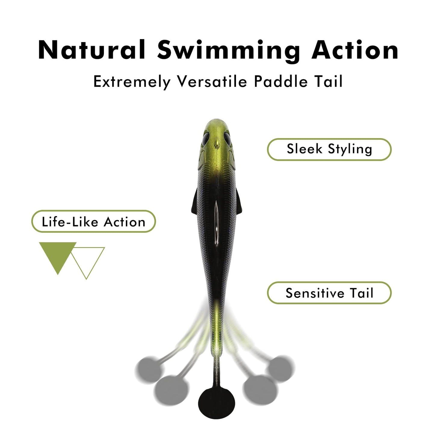 TRUSCEND Easy Catch Pre-Rigged Soft Lures, Vibrating Swim Action, Trembly Sinking Move, Amazing Soft Swimbait for Family Fishing, Well-Made Fishing Lures for Bass Trout Crappie Walleye Pike Redfish