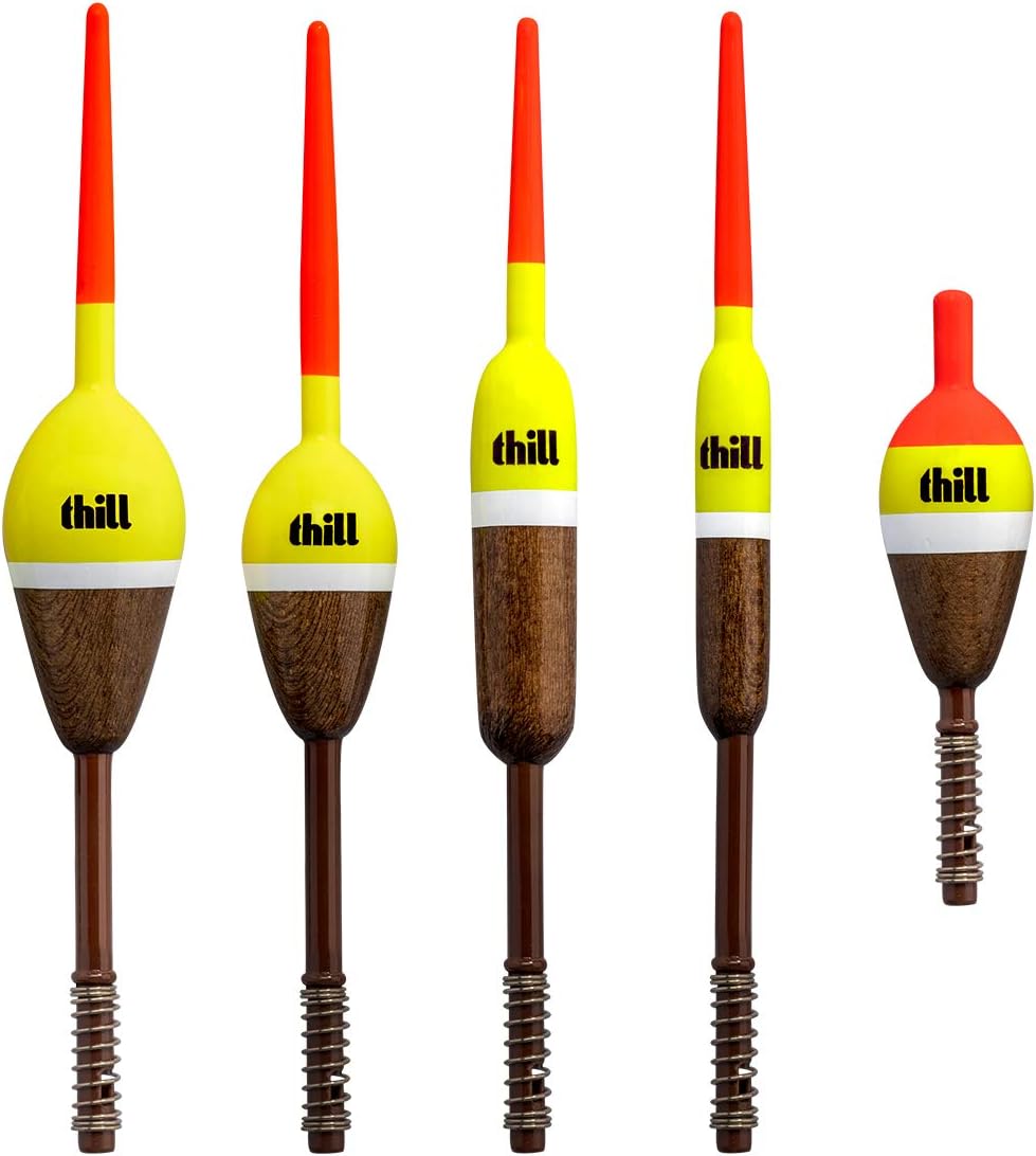 Thill America's Classic Float Fishing Bobber with Buoyant Balsa Wood Body, Fishing Gear and Accessories, Pack of 1, 5-Pack Assorted, Spring Float