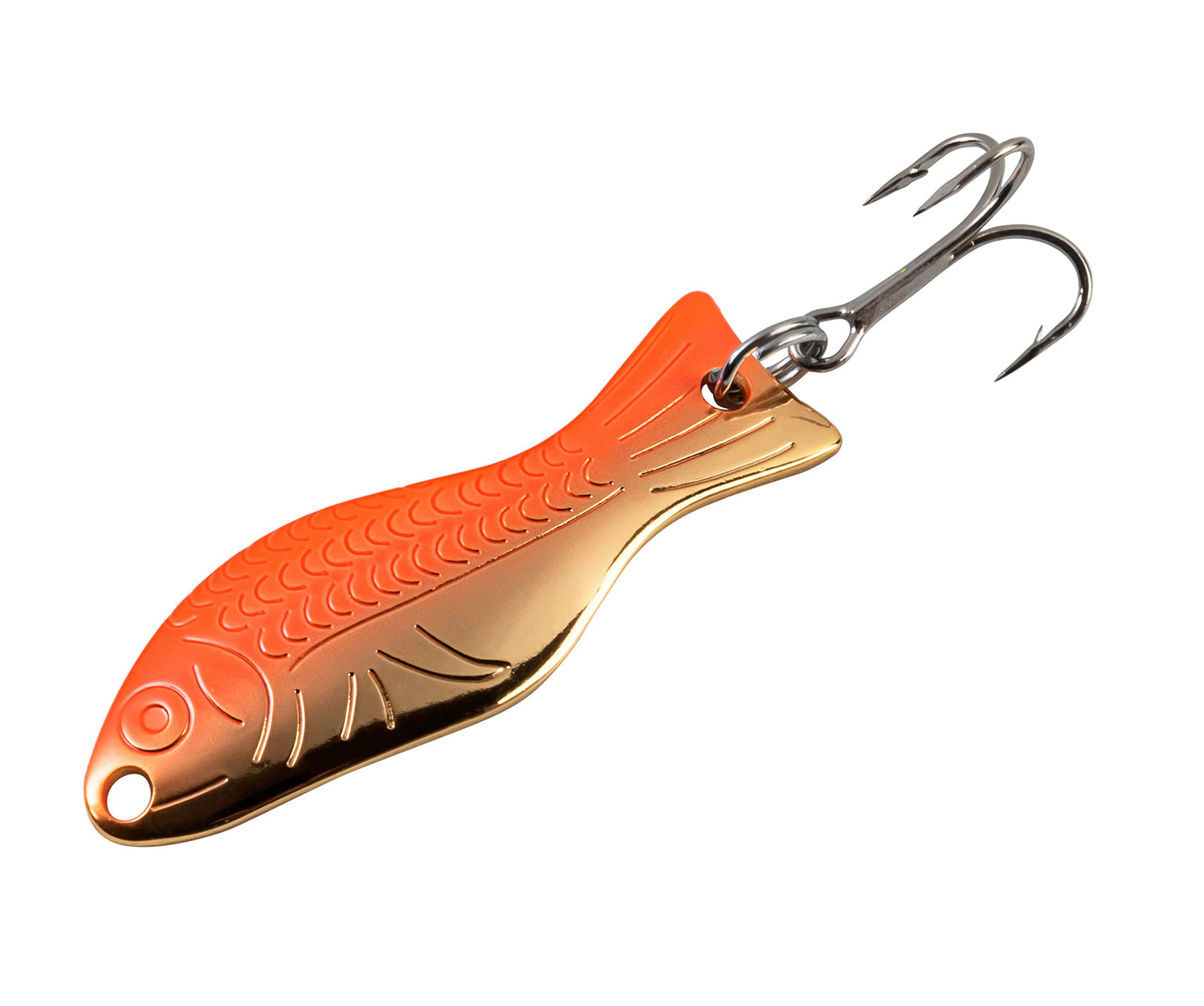 AL's Goldfish Lure Company, Rust Free Goldfish Freshwater Fishing Spoon, Treble Hook, Trout, Salmon, Bass, Walleye, Crappie, Panfish, and Pike. Sizes 3/16 oz., 1/4 oz. or 1/2 oz