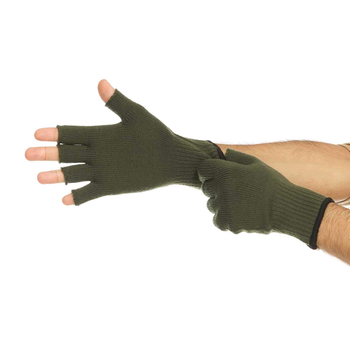 Merino Wool Fingerless Gloves - Half Finger Warm Knitted Gloves