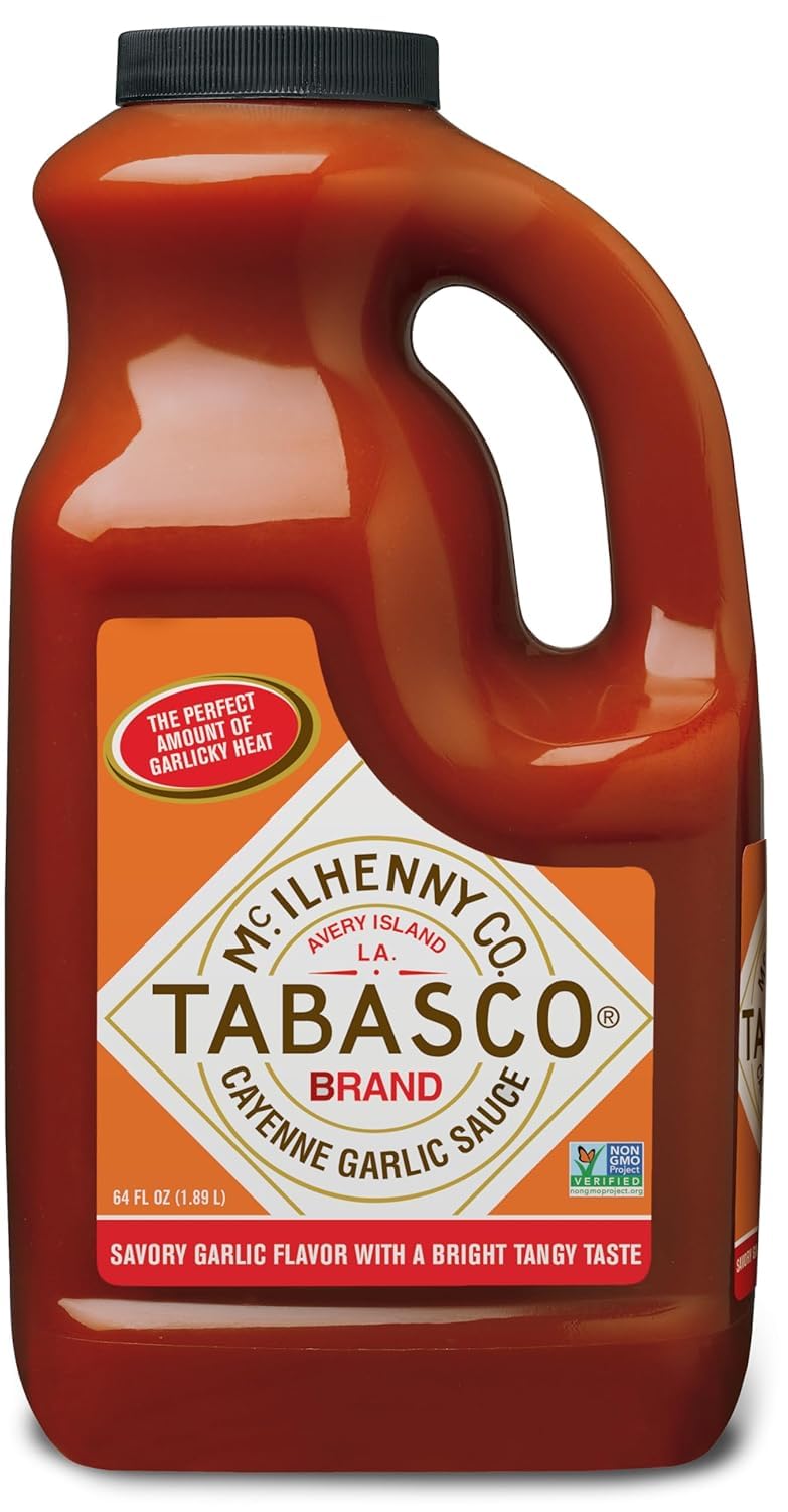 TABASCO Brand Original Red Pepper Hot Sauce, Medium Heat, Bulk Plastic Jug, Classic & Versatile, Three Simple Ingredients, For Large Recipes & Marinades, Great on Everything, 128 Fl Oz (Pack of 1)