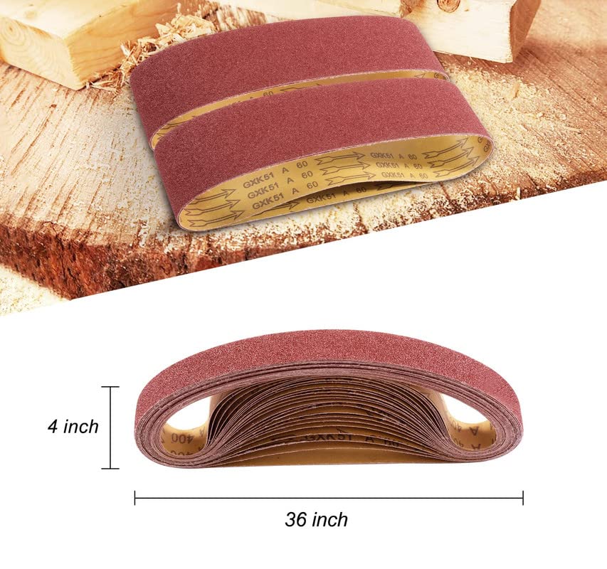 S SATC 3x18 Sanding Belts 20PCS Belt Sander Paper Aluminum Oxide (3 Each of 60/80/120/150/240/400 Grits & 2 of 40 Grits) Ideal for Wood Metal Paint Sanding