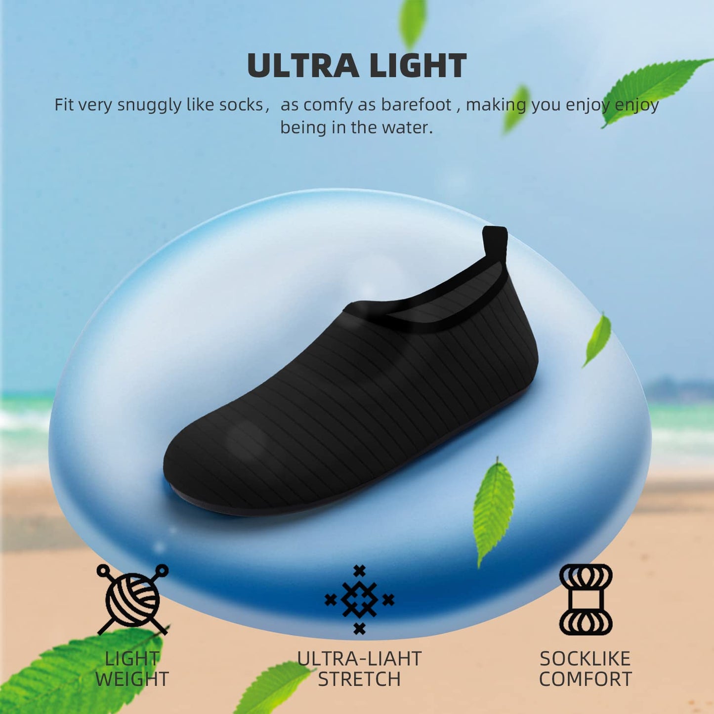 Water Shoes for Women Men Vacation Essentials Travel Beach Fashion Wear Accessories Must Haves Beach Fashion Wear Kayak Necessities Trip Boat Fish Item Swim Socks Adult Youth Size 7-8 Women/6-7 Men