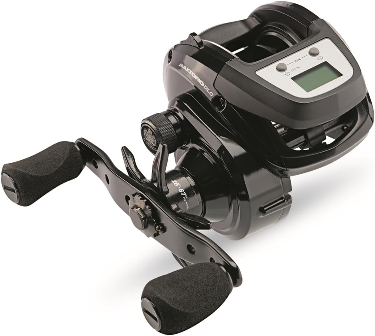 Abu Garcia Max Digital Line Counter Low Profile Baitcast Reel, Size 50LP (1498728), Carbon Fiber Star Drag, Max of 20lb | 9.0kg, Durable, Lightweight and Strong,Black
