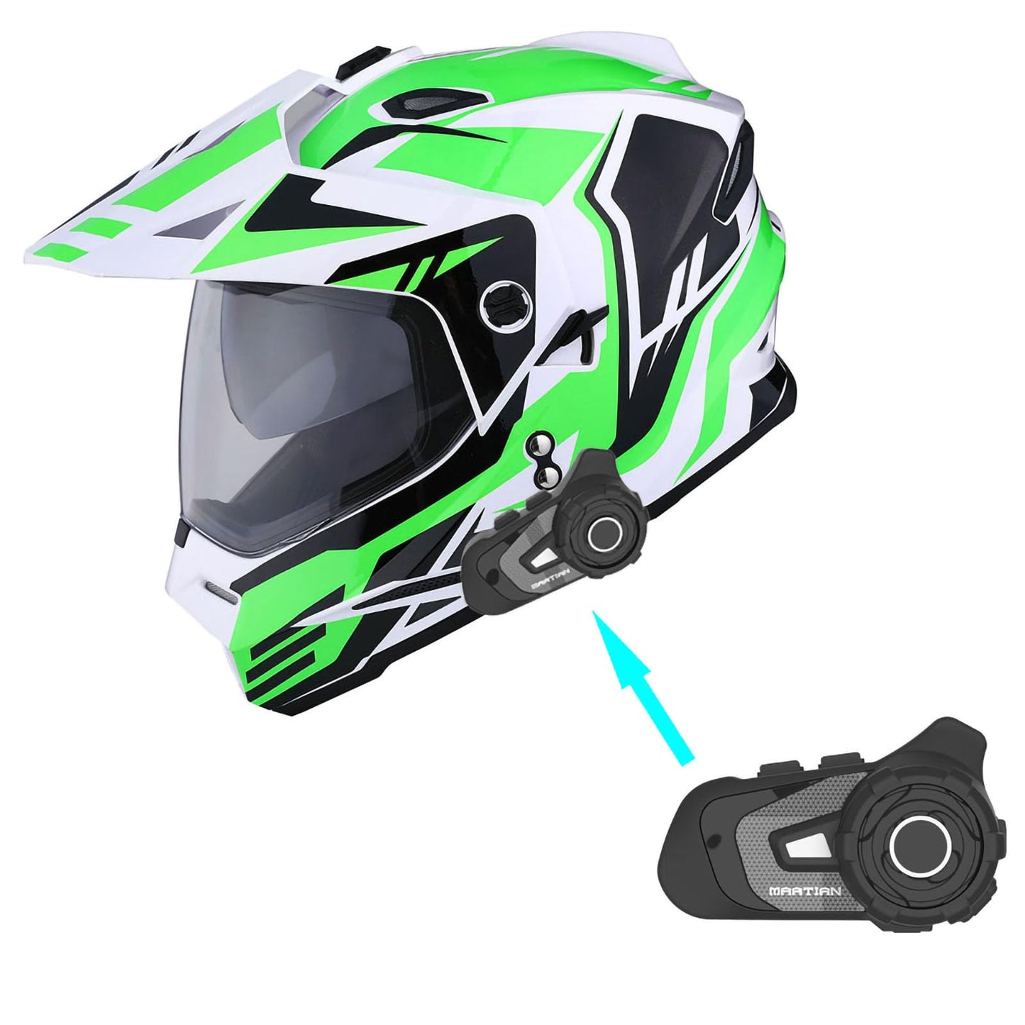 1Storm Dual Sport Motorcycle Motocross Off Road Full Face Helmet Dual Visor: HF802