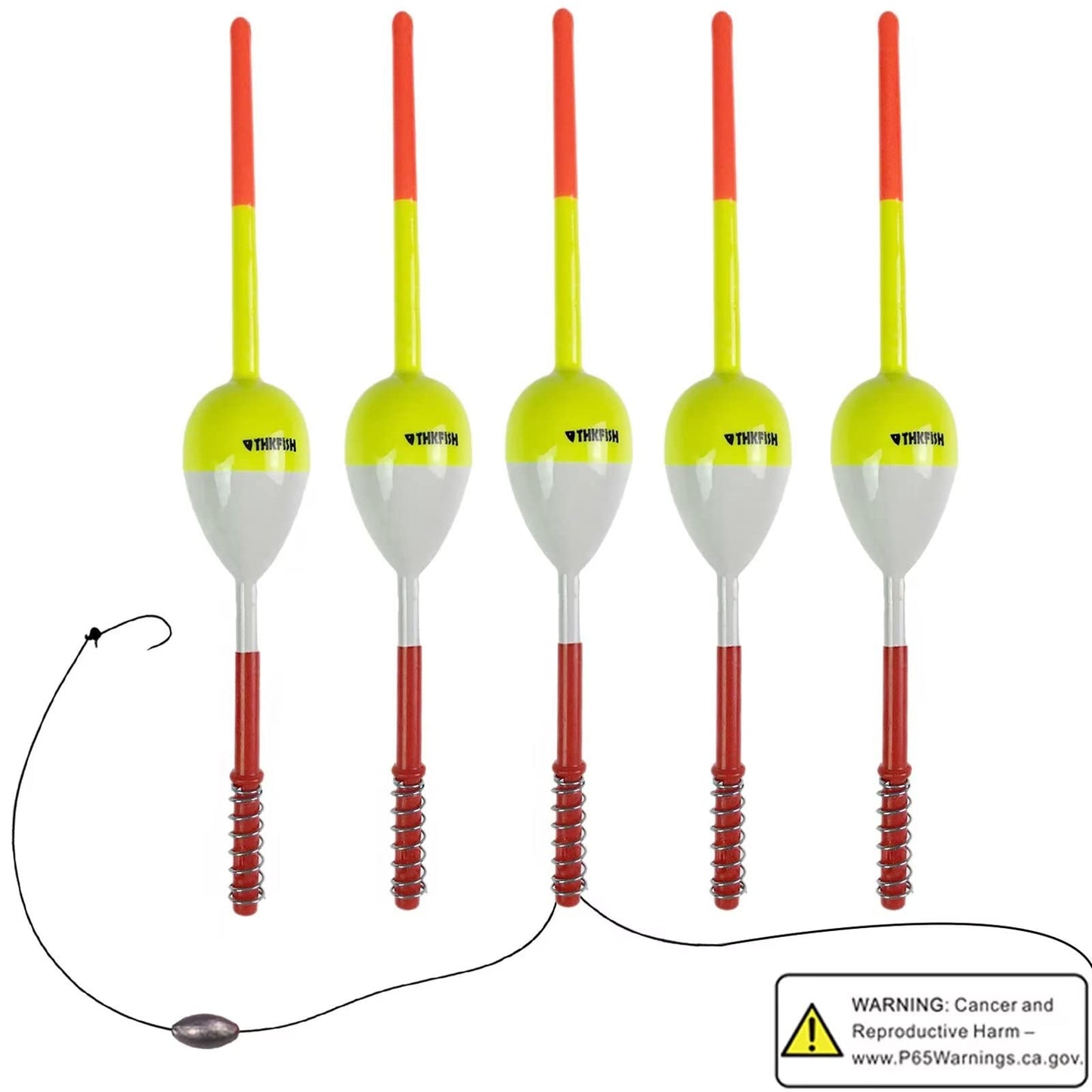 THKFISH Fishing Floats and Bobbers Balsa Wood Floats Spring Bobbers with Oval Slip Bobbers for Crappie Panfish Walleyes Fixed Bobber (1"X0.7"X6") (1.25"X0.75"X6") (2"X1.14"X5.86") 5pcs