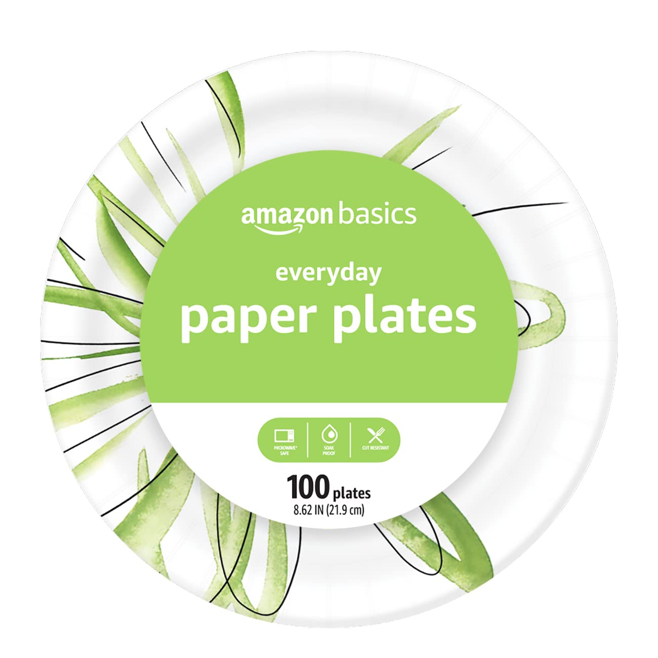 Amazon Basics Everyday Paper Plates, 8.62 Inch, Disposable, 200 Count