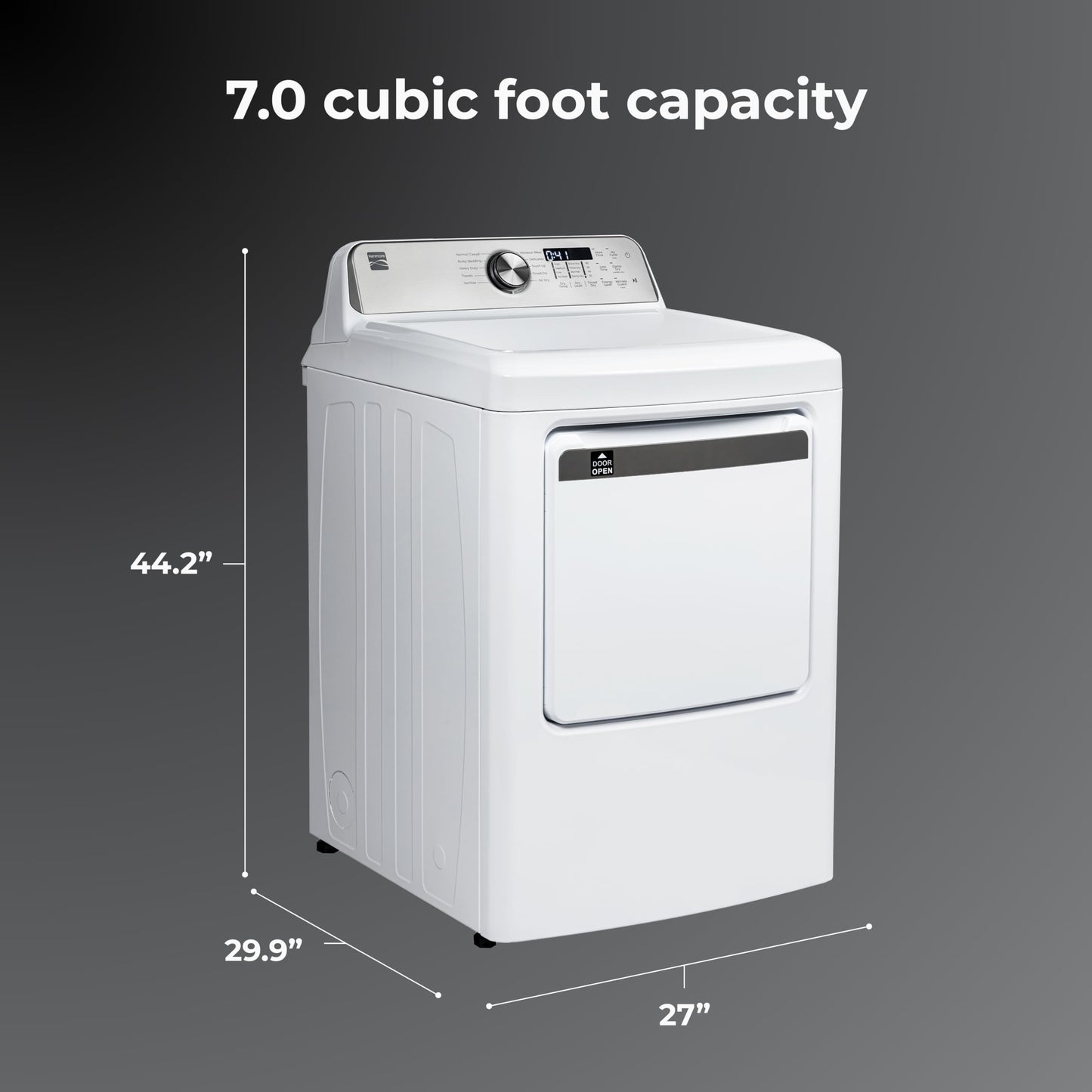 Kenmore 7.0 cu. ft. Front Load Gas Dryer-with Guard to Reduce Wrinkles & Static-Sanitize and Smart Sensor Drying-LED, White