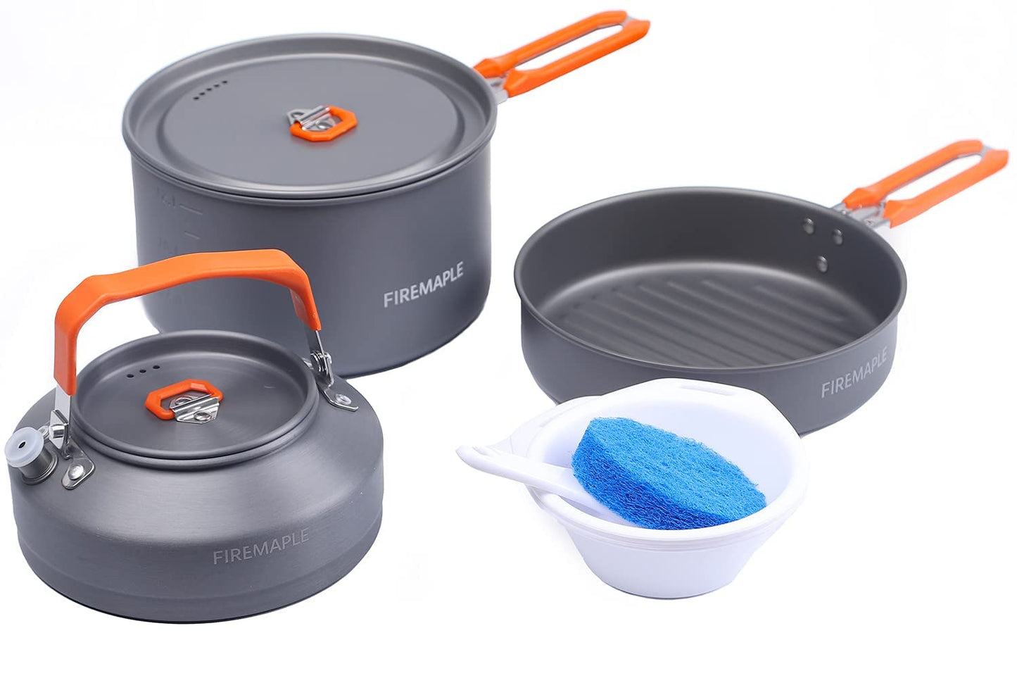 Fire-Maple Feast 4 Piece Camping Cookware Cookware Cookware Kit Outdoor Cookware Set with Pots, Kettle, Saucepans and Spatula for Hiking Fishing Picnic