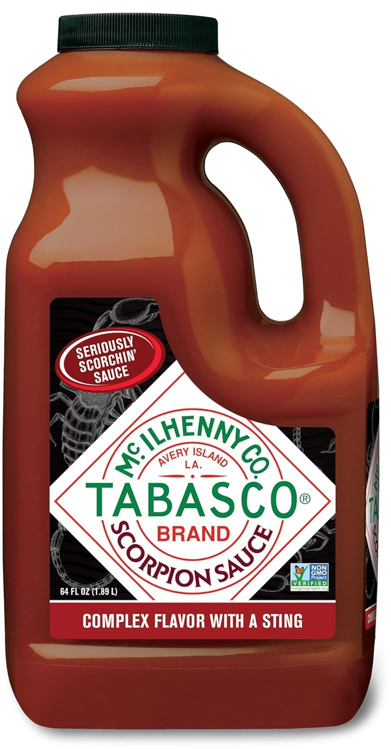 TABASCO Brand Original Red Pepper Hot Sauce, Medium Heat, Bulk Plastic Jug, Classic & Versatile, Three Simple Ingredients, For Large Recipes & Marinades, Great on Everything, 128 Fl Oz (Pack of 1)