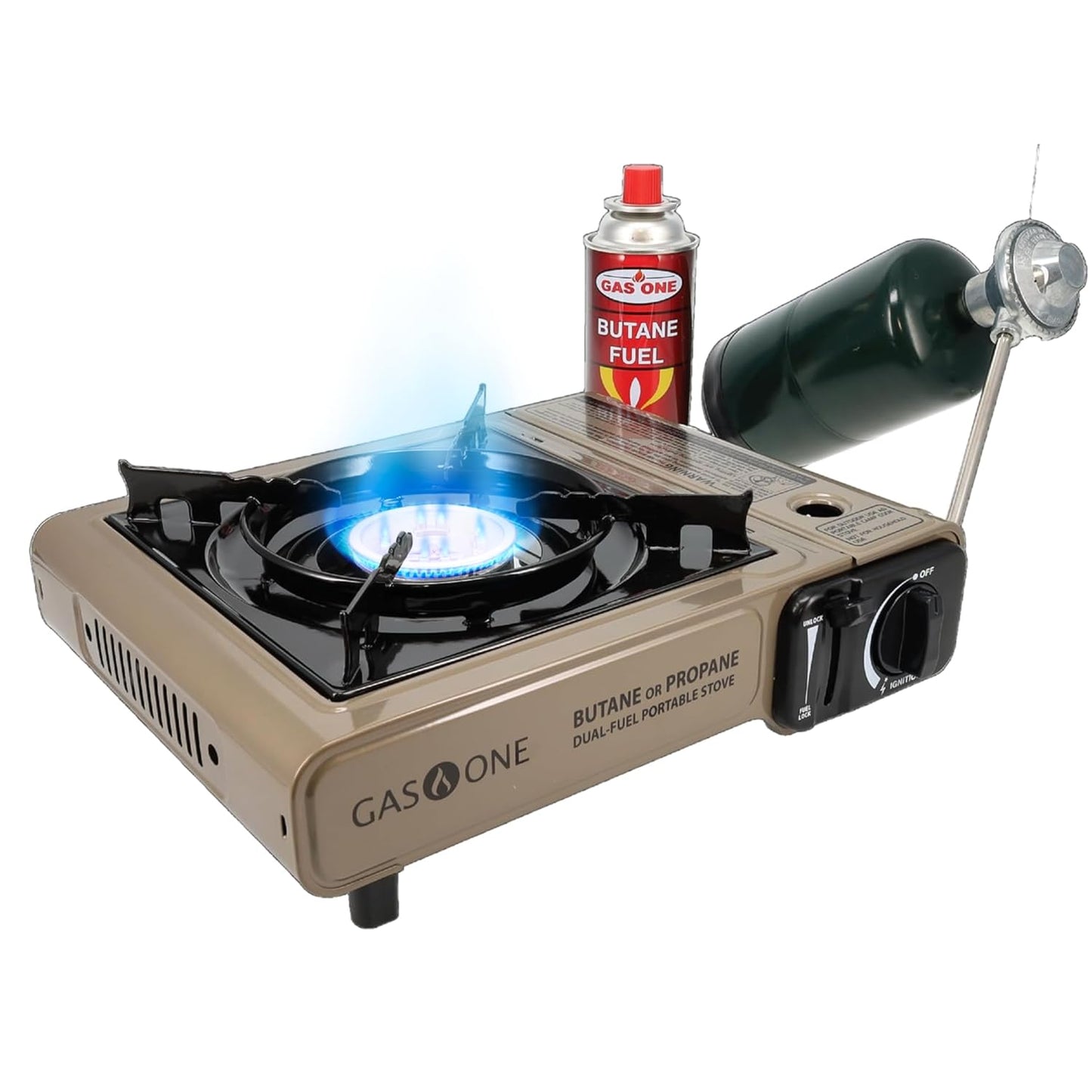 Gas One GS-3400P Propane or Butane Stove Dual Fuel Stove Portable Camping Stove - Patented - with Carrying Case Great for Emergency Preparedness Kit