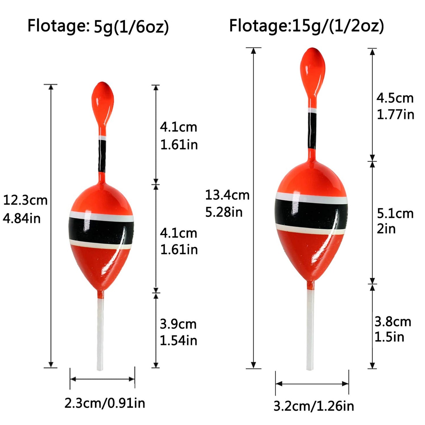 THKFISH Fishing Floats Bobbers Slide Floats Balsa Fishing Bobber Slip Bobbers for Crappie Panfish Trout Bass (1/2oz 2"x5.28") (1/6 1.6"x4.8") 5Pcs