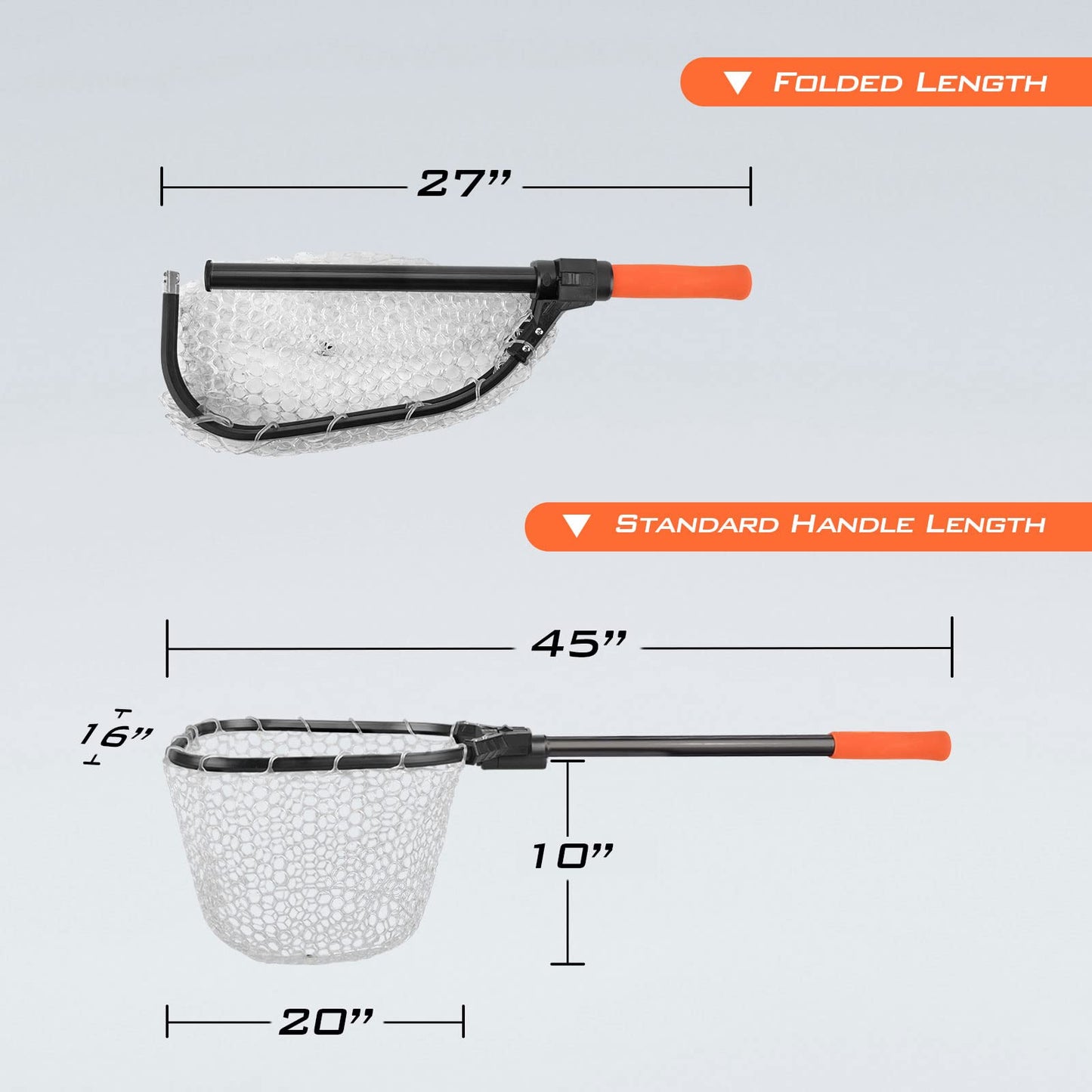 KastKing Brutus Fishing Net, Foldable Extendable Fish Landing Net, Lightweight & Portable Fishing Net with Soft EVA Foam Handle, Holds up to 44lbs/20KG, Fish-Friendly Mesh for a Safe Release