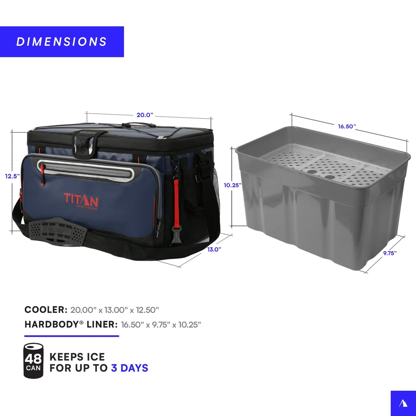 Titan Deep Freeze Cooler Zipperless Hardbody Cooler - Deep Freeze Insulation, HardBody Liner, and SmartShelf