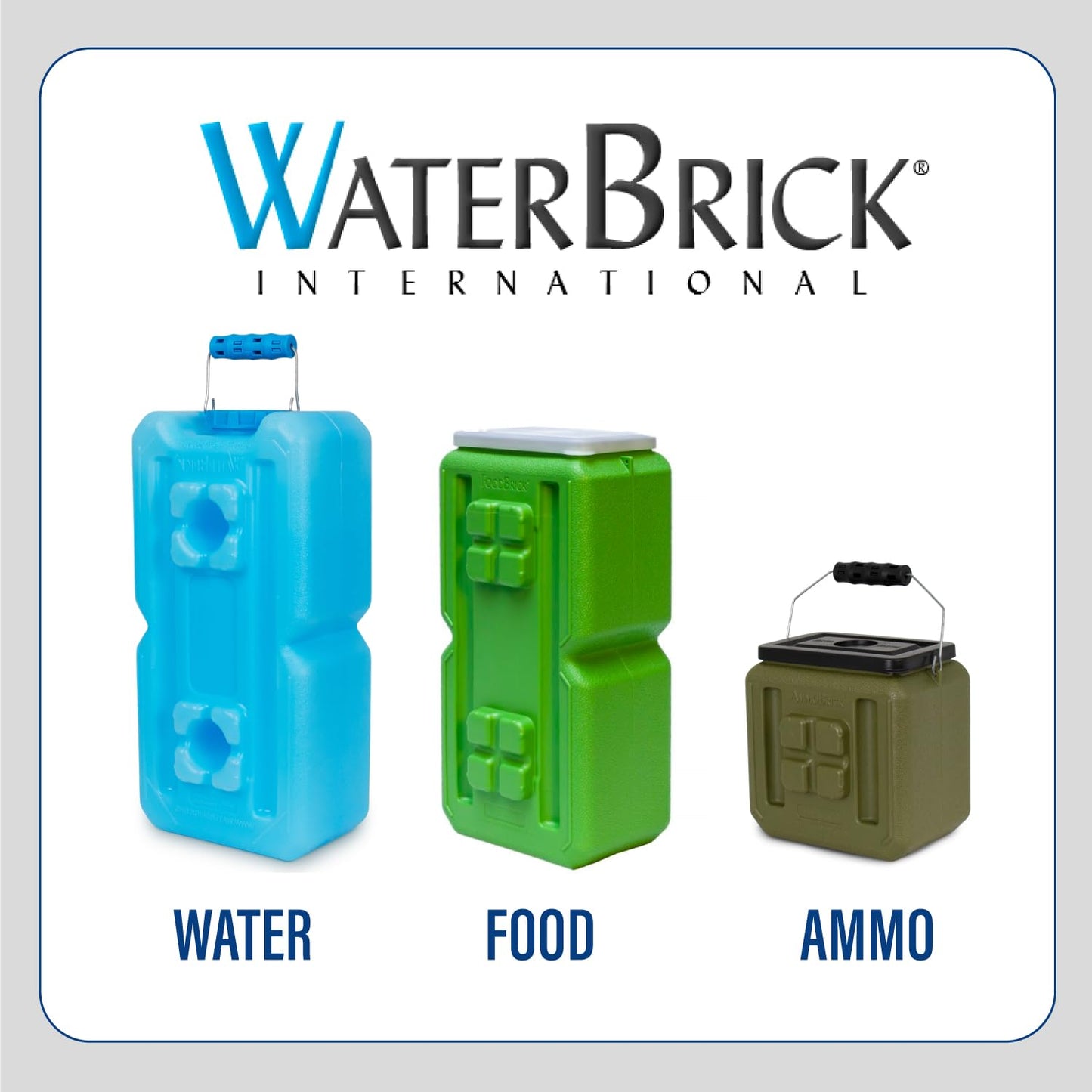 International Water Storage Containers for Emergency Water Storage | 4-Pack of Stackable 3.5 Gallon Water Container Bricks | Food-Grade HDPE Plastic | BPA-Free | STD Tan