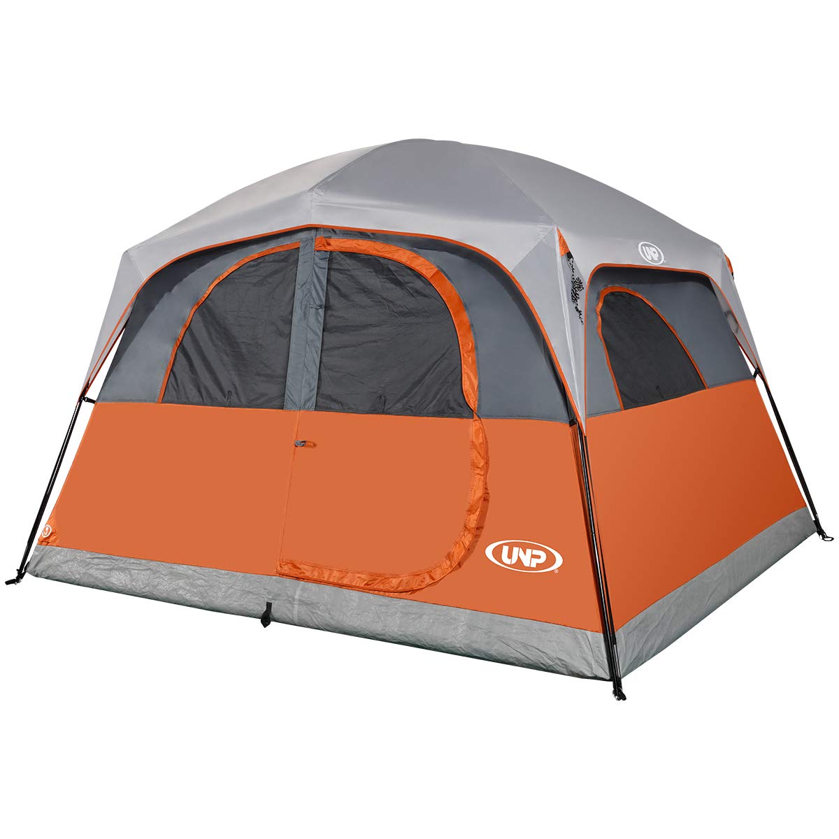 UNP Tents 6 Person Waterproof Windproof Easy Setup,Double Layer Family Camping Tent with 1 Mesh Door & 5 Large Mesh Windows -10'X9'X78in(H)
