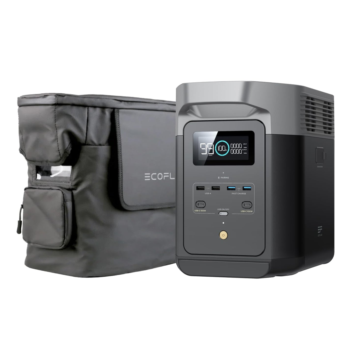 EF ECOFLOW Portable Power Station DELTA 2, 1024Wh LiFePO4 (LFP) Battery, 1800W AC/100W USB-C Output, Solar Generator(Solar Panel Optional) for Home Backup Power, Camping & RVs