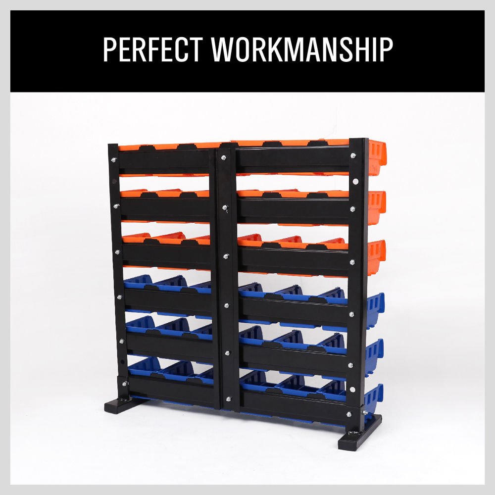 HORUSDY Wall Mounted Storage Bins Parts Rack 30PC Organizer Garage Plastic Shop Tool for Men's Gift, Blue,Orange,Red