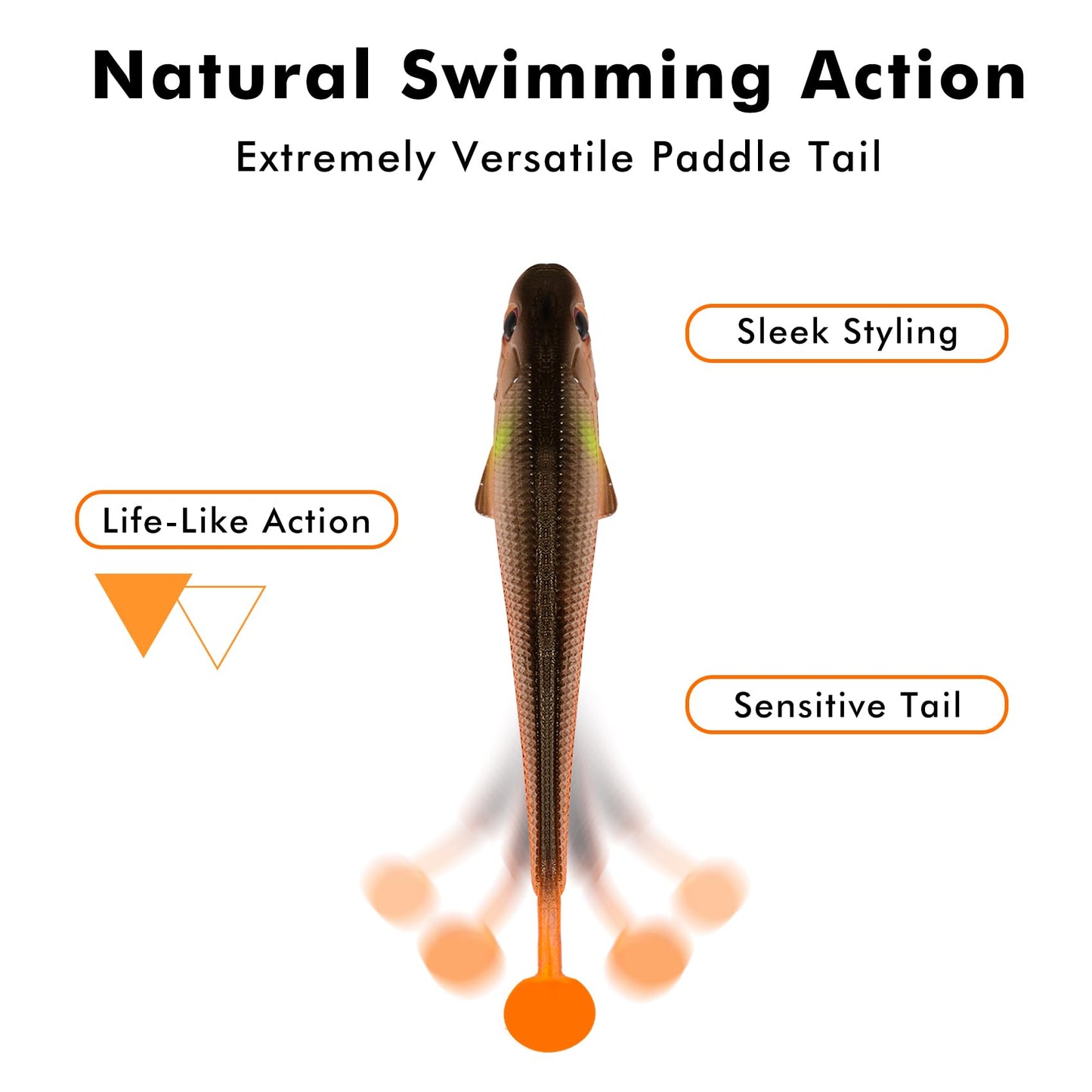 TRUSCEND Easy Catch Soft Lures, Unique Vibrating Swim Action and Trembly Sinking Move for More Bites, Amazing Soft Swimbaits for Family Fishing, Well-Made Fishing Lures for Bass Trout Crappie Walleye