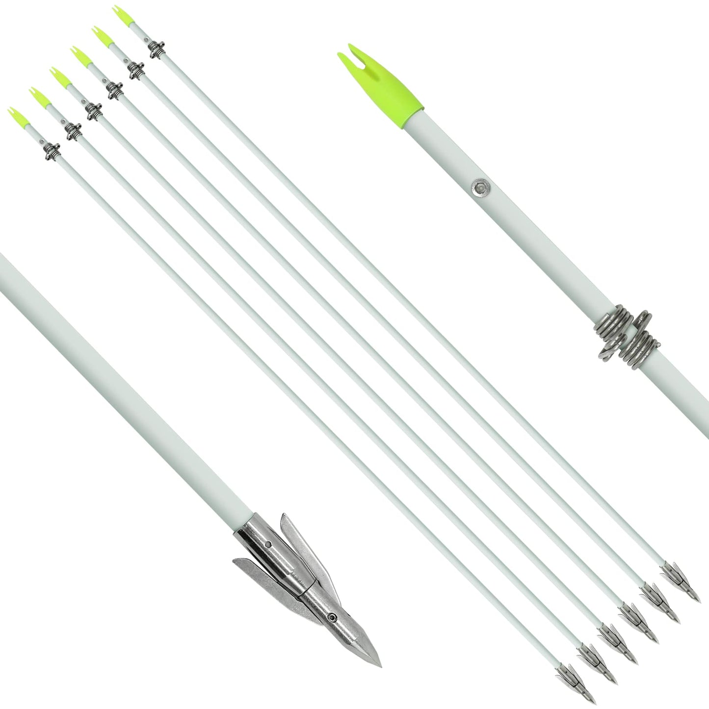 OBTOUTDOOR 6 PCS/12PCS 36 Inch Bowfishing Arrows 8mm Fishing Arrow Fiberglass Arrow with Broadhead for Slingshot Archery Hunting Fishing