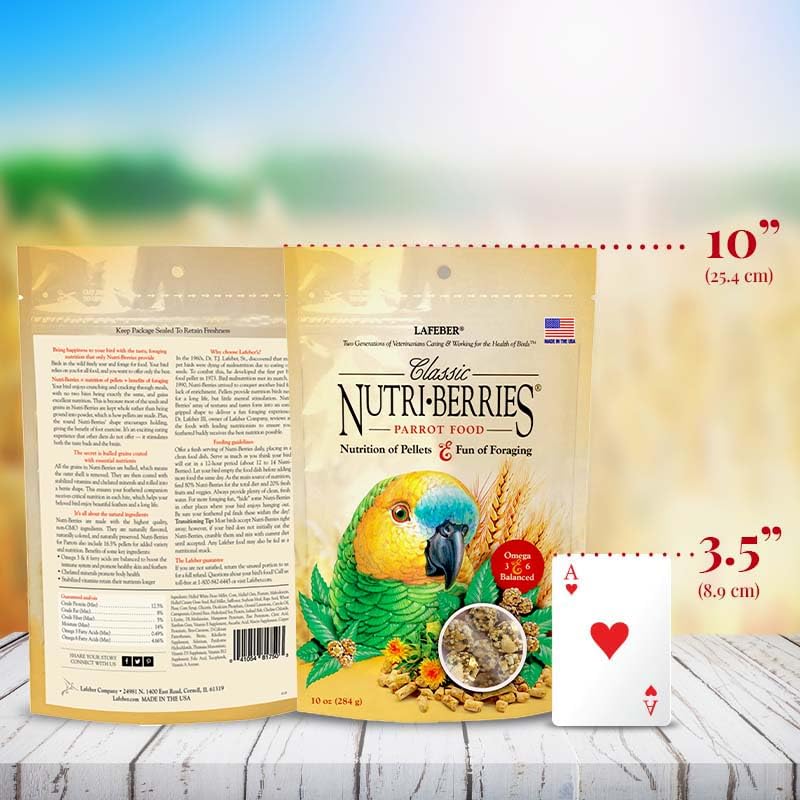 LAFEBER'S Classic Nutri-Berries Pet Bird Food, Made with Non-GMO and Human-Grade Ingredients, for Parrots, 3.25 lb