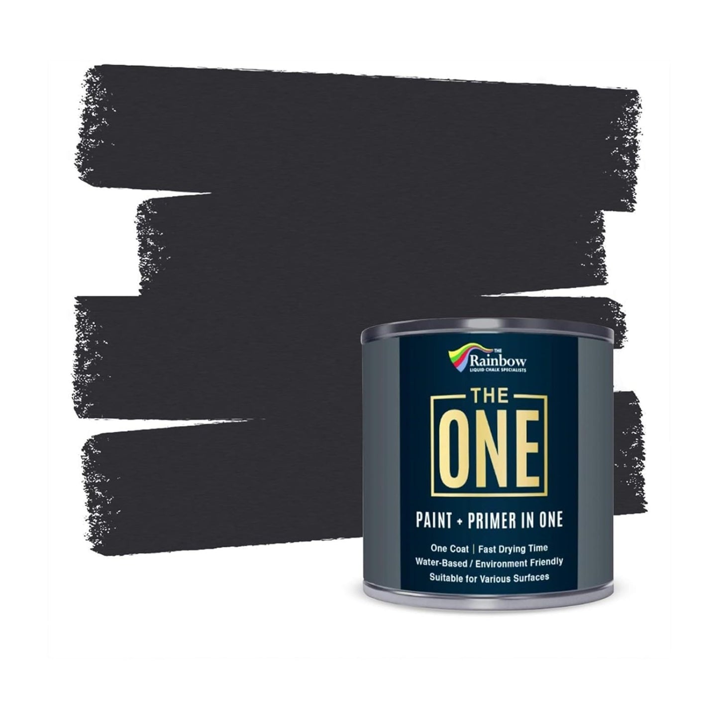 THE ONE Paint & Primer: Most Durable All-in-One Furniture Paint, Cabinet Paint, Front Door Paint, Wall Paint, Bathroom, Kitchen - Fast Drying Craft Paint Interior & Exterior (Black, Matte, 1 Liter)