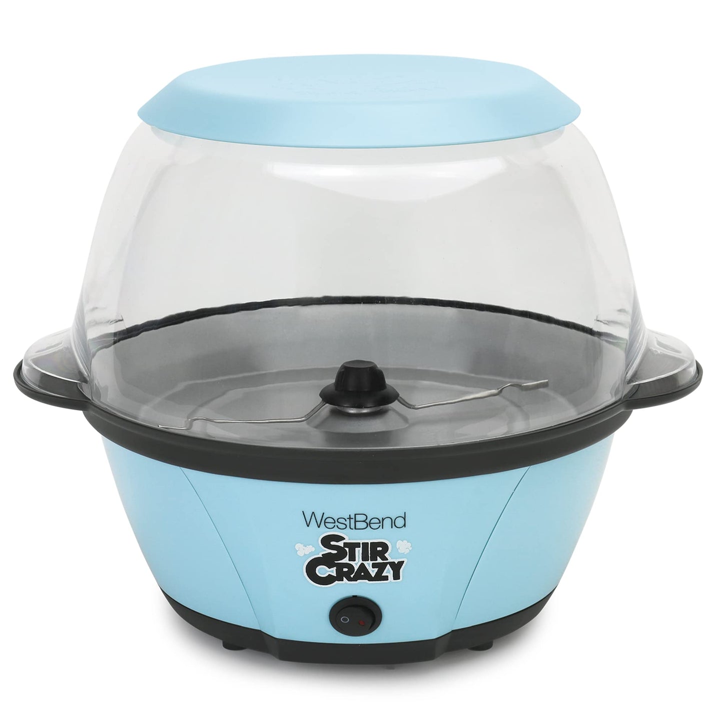 West Bend Stir Crazy Hot Oil Popcorn Popper, Popcorn Maker Machine with Large Serving Bowl Lid and Stirring Rod Perfect for Movie Night Snack Time or Parties, 6-Quart, Red