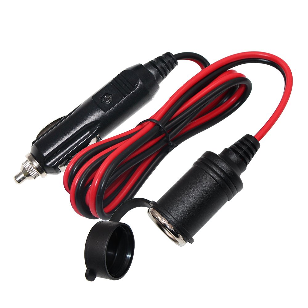 12V Cigarette Lighter Extension Cord 12FT -Car Charger Cigar Lighter Male Plug to Female Socket 16AWG Heavy Duty Extension Cable with LED Lights Extender for Air Compressor Pump and Tire Inflator 15A