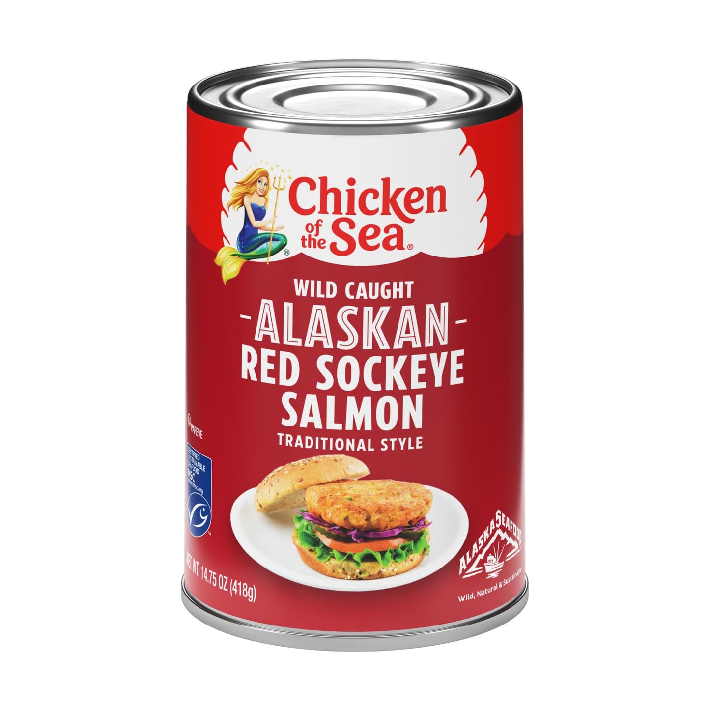Chicken of the Sea Alaskan Pink Salmon, 14.75 Ounce Cans (Pack of 12), Wild Caught Canned Salmon, Traditional Style