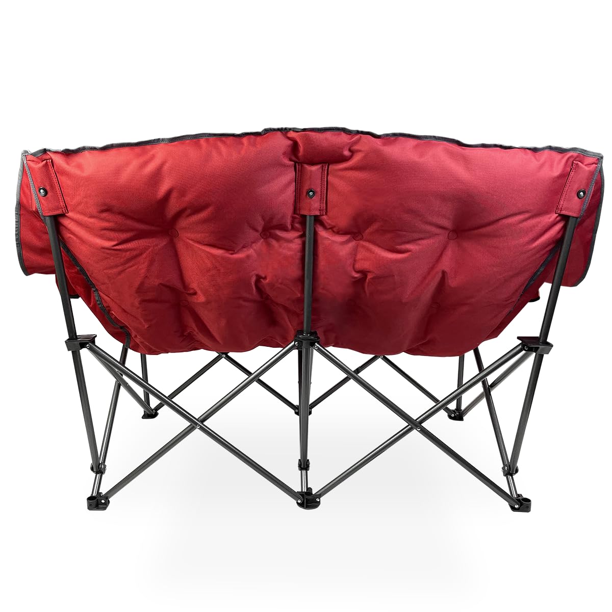 Black Sierra Oversized Plush Padded Camping Sofa, Portable Outdoor Loveseat Supports 500 Lbs, XL Foldup Couch w/Dual Cupholders and Carry Bag, Great for Beach, Camping, RV, Patio
