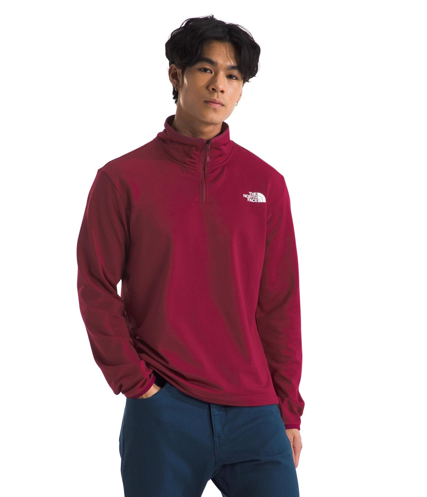 THE NORTH FACE Men's Cedar Trail Grid Fleece Quarter Zip Jacket | Cold Weather Top With Durable, Reinforced Bindings