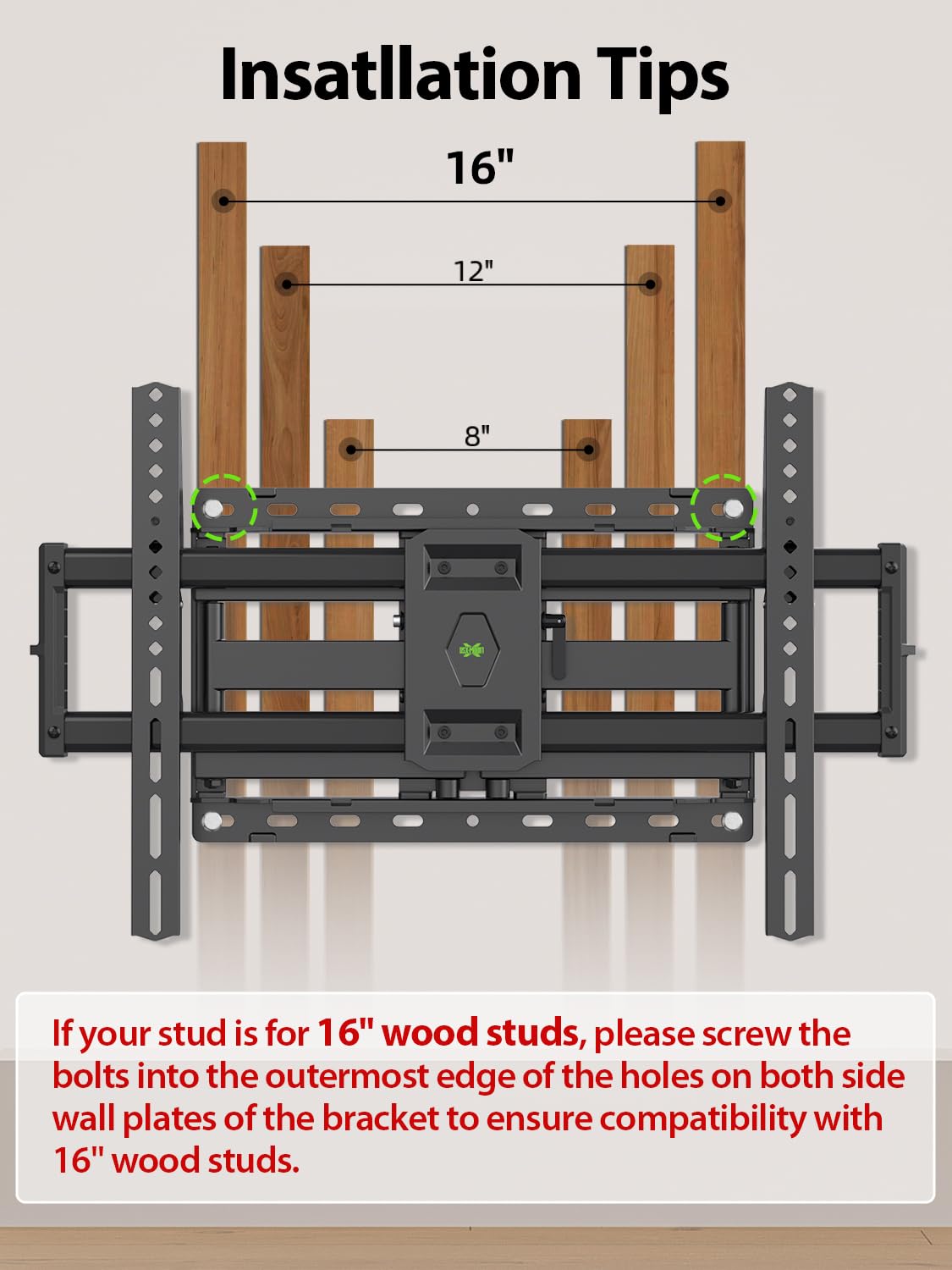 USX Mount Full Motion TV Wall Mount for Most 42-86 inch Flat Screen/LED/4K, TV Mount Bracket Dual Swivel Articulating Tilt 6 Arms, Max 16" Wood Studs, VESA 600x400mm, Holds up to 132lbs