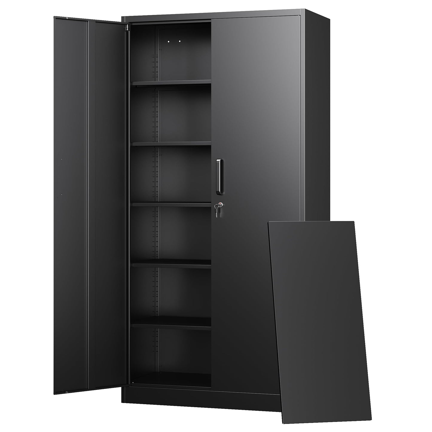 Letaya Metal Garage Storage Cabinets with Lock-72 Tall Tool Organizer Steel Lockers, 5 Adjustable Layers Shelves for Home,Office,Warehouse,Garage,(Black-72“)