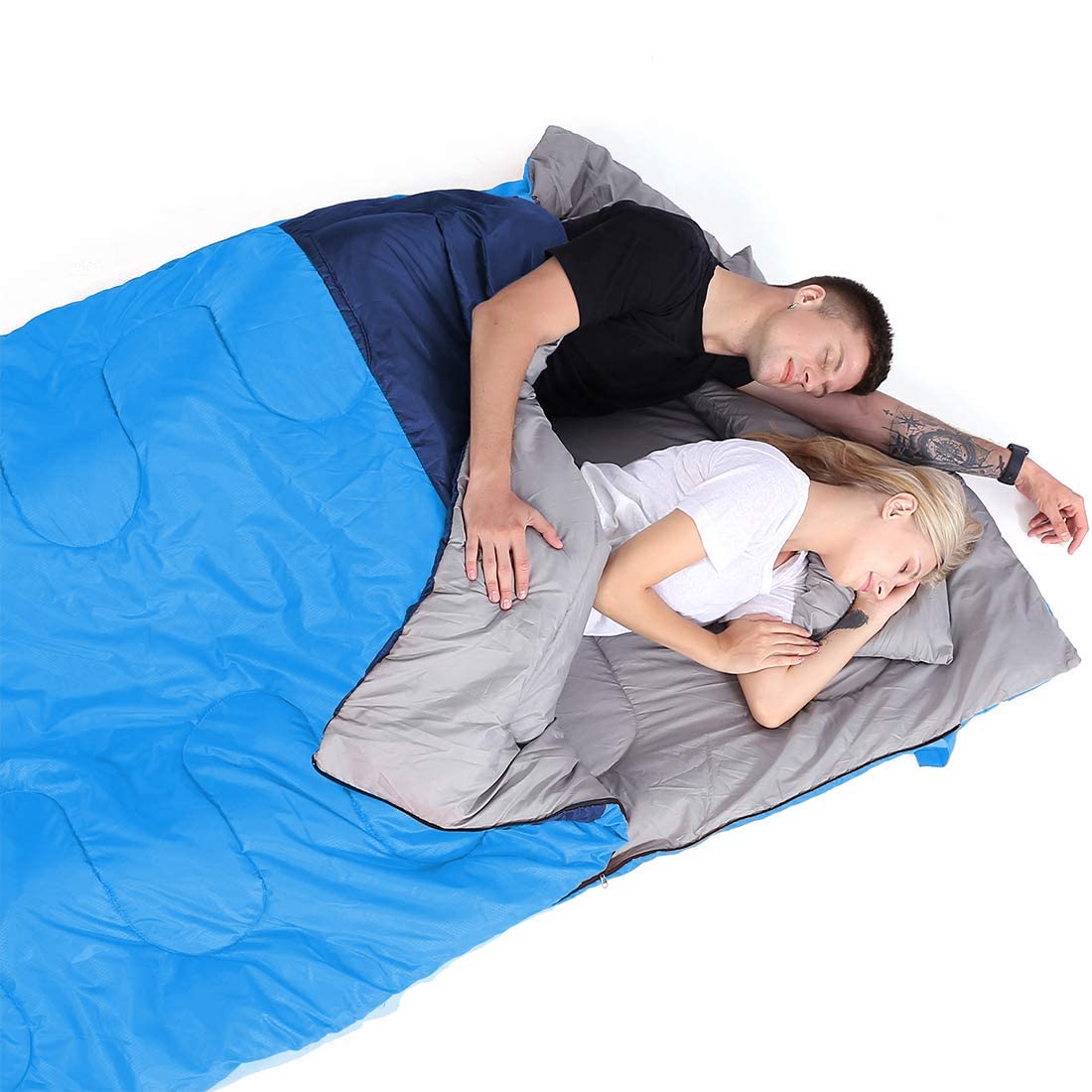 oaskys Double Sleeping Bag for Adults with 2 Pillows - Queen Size XL Waterproof Sleeping Bag for All Season Camping Hiking Backpacking 2 Person Sleeping Bags for Cold Weather & Warm
