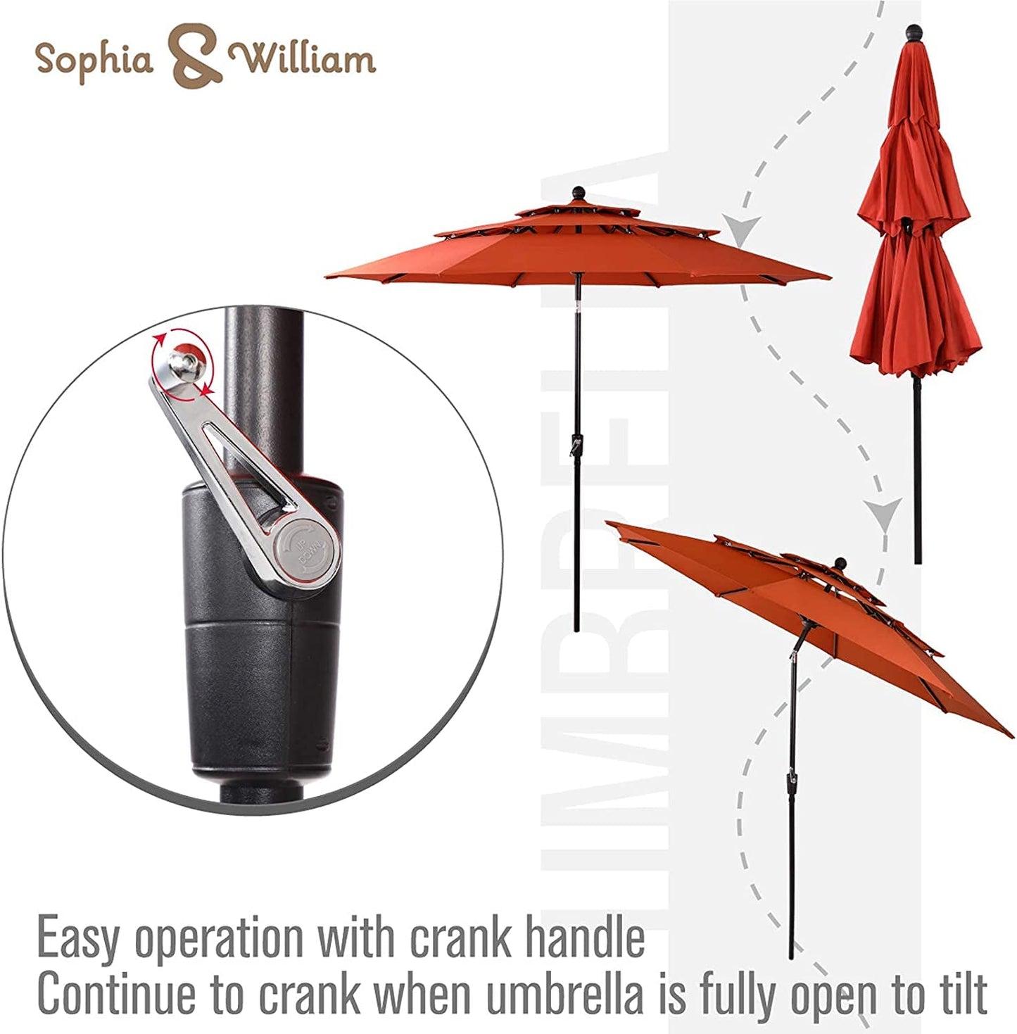 Sophia & William Patio Set with Umbrella 8 Pieces Outdoor Dining Set for 6 with 13ft Double-Sided Patio Umbrella Beige, 6 x Swivel Patio Chairs, 1 Metal Table for Lawn Garden