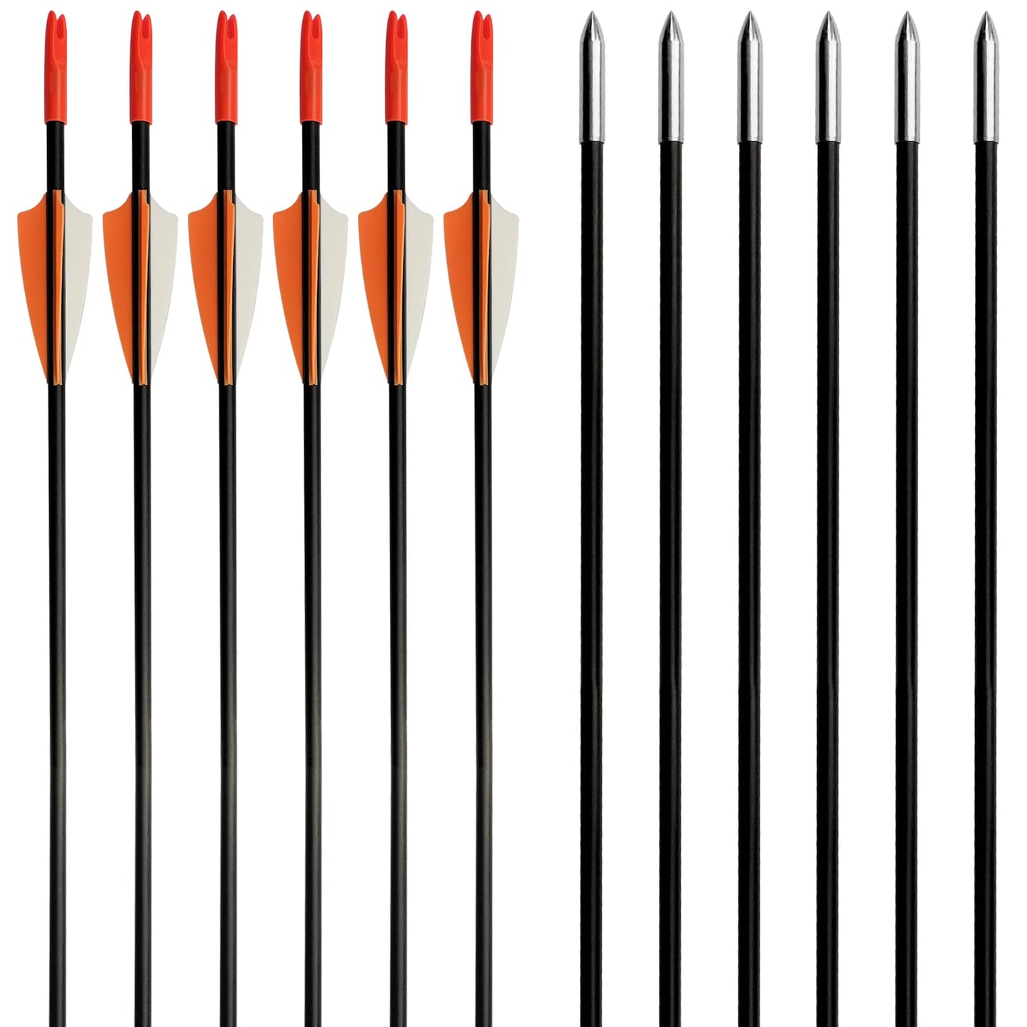 31" Fiberglass Arrows Archery Training Practice Target Arrows with Durable Shaft Blunt Tip for Kids Youth or Beginners for Recurve Bow Long Bow