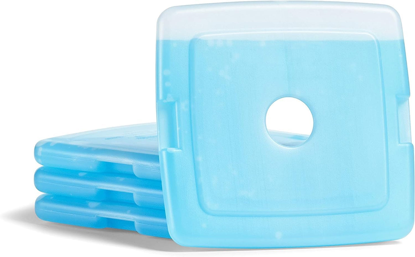 Cool Coolers by Fit & Fresh 4 Pack Slim Ice Packs, Quick Freeze Space Saving Reusable Ice Packs for Lunch Boxes or Coolers, Multi Colored
