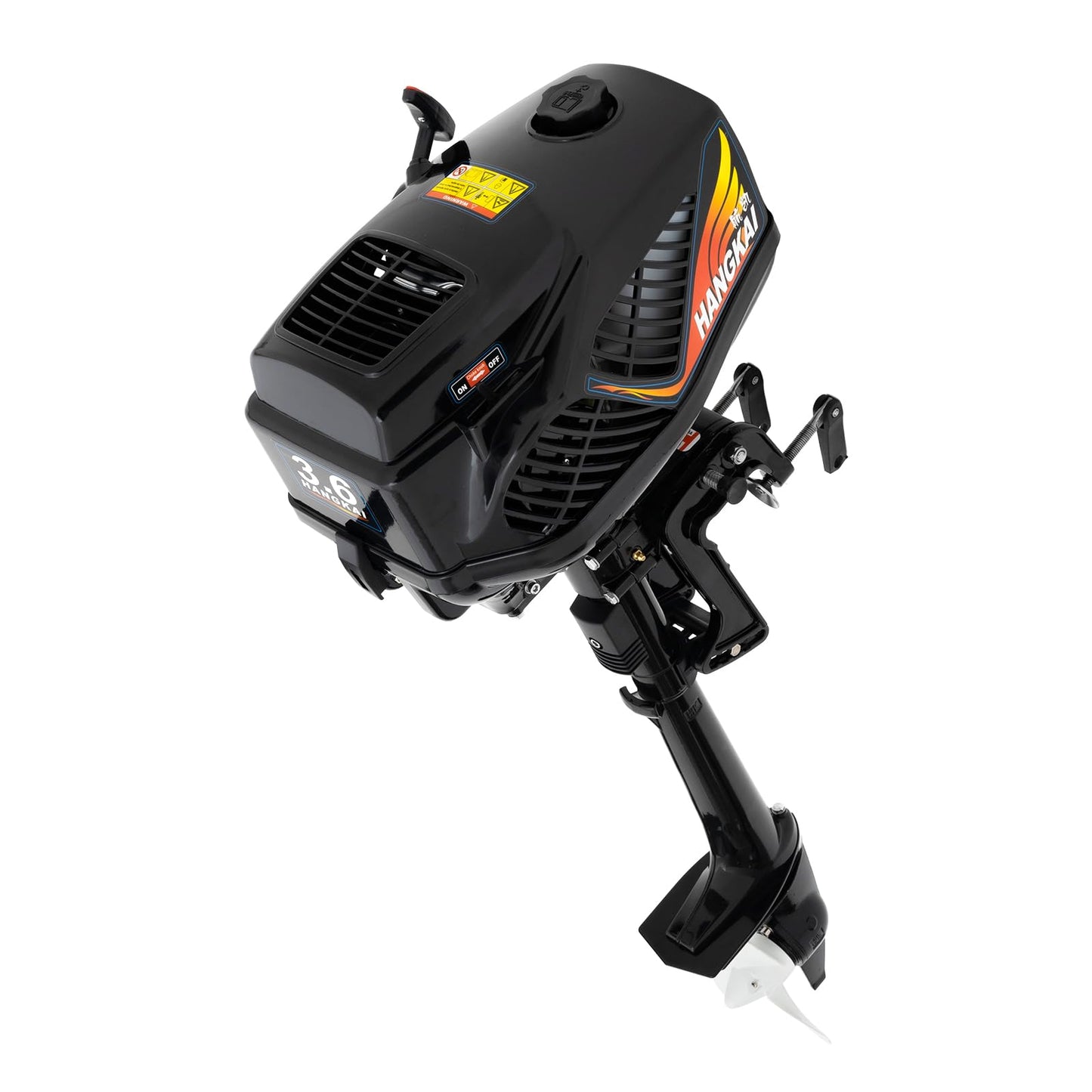 2-Stroke 3.5HP Outboard Motor, 49CC Gas Powered Fishing Marine Heavy Duty Boat Engine, Short Shaft Tiller Control Half Water-cooling Air-cooling CDI Ignition System for Inflatable Yachts Canoes Boat