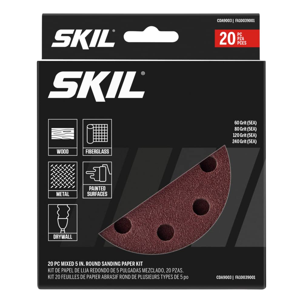 SKIL 5” Random Orbital Sander with Cyclonic Dust Box & 3pc Sanding Sheet - SR211601, Multicolor