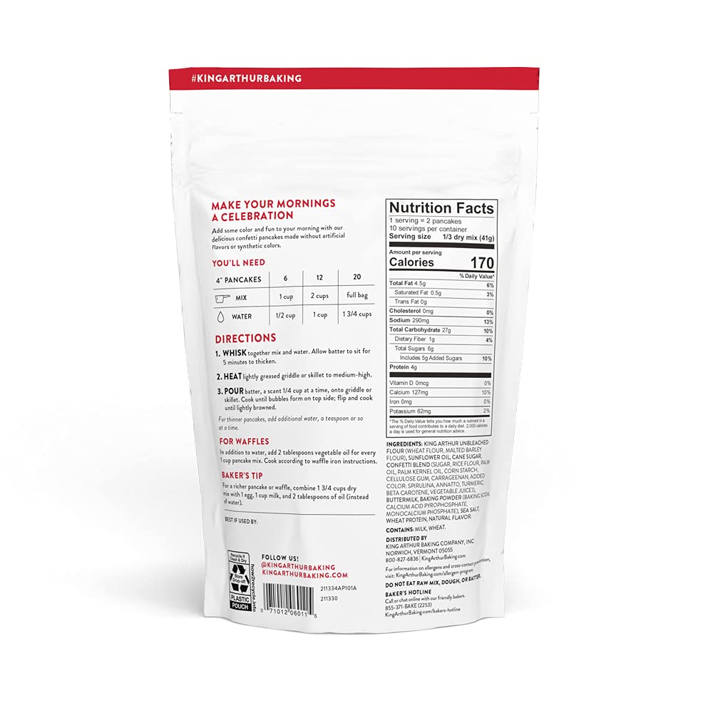 King Arthur Buttermilk Pancake Mix Just Add Water, Sourced Non-GMO, Certified Kosher, 16 Oz
