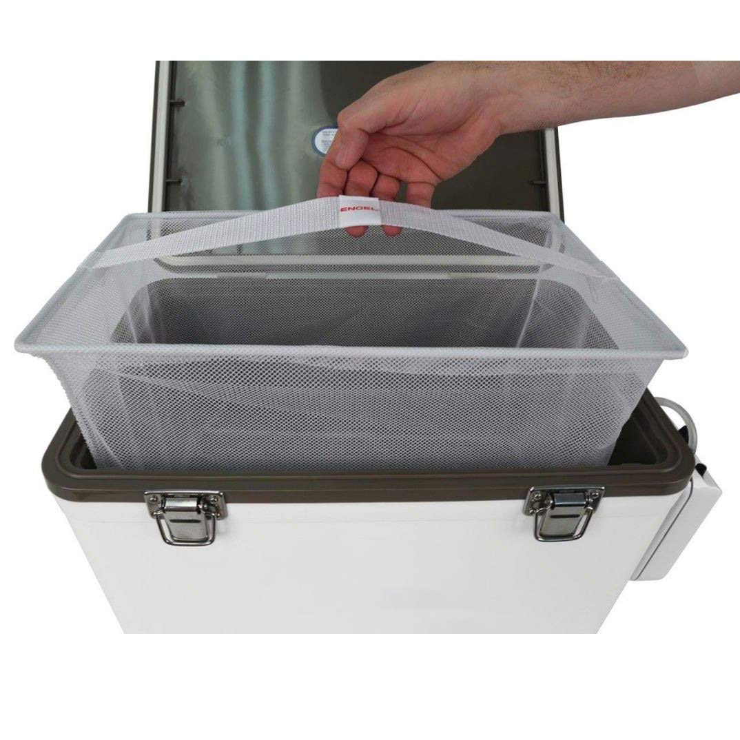Engel Live Bait Cooler Box with 2nd Gen 2-Speed Aerator Pump - Portable Fishing Station & Minnow Bucket for Shrimp & Other Live Fish with Aerator - ENGLBC-N