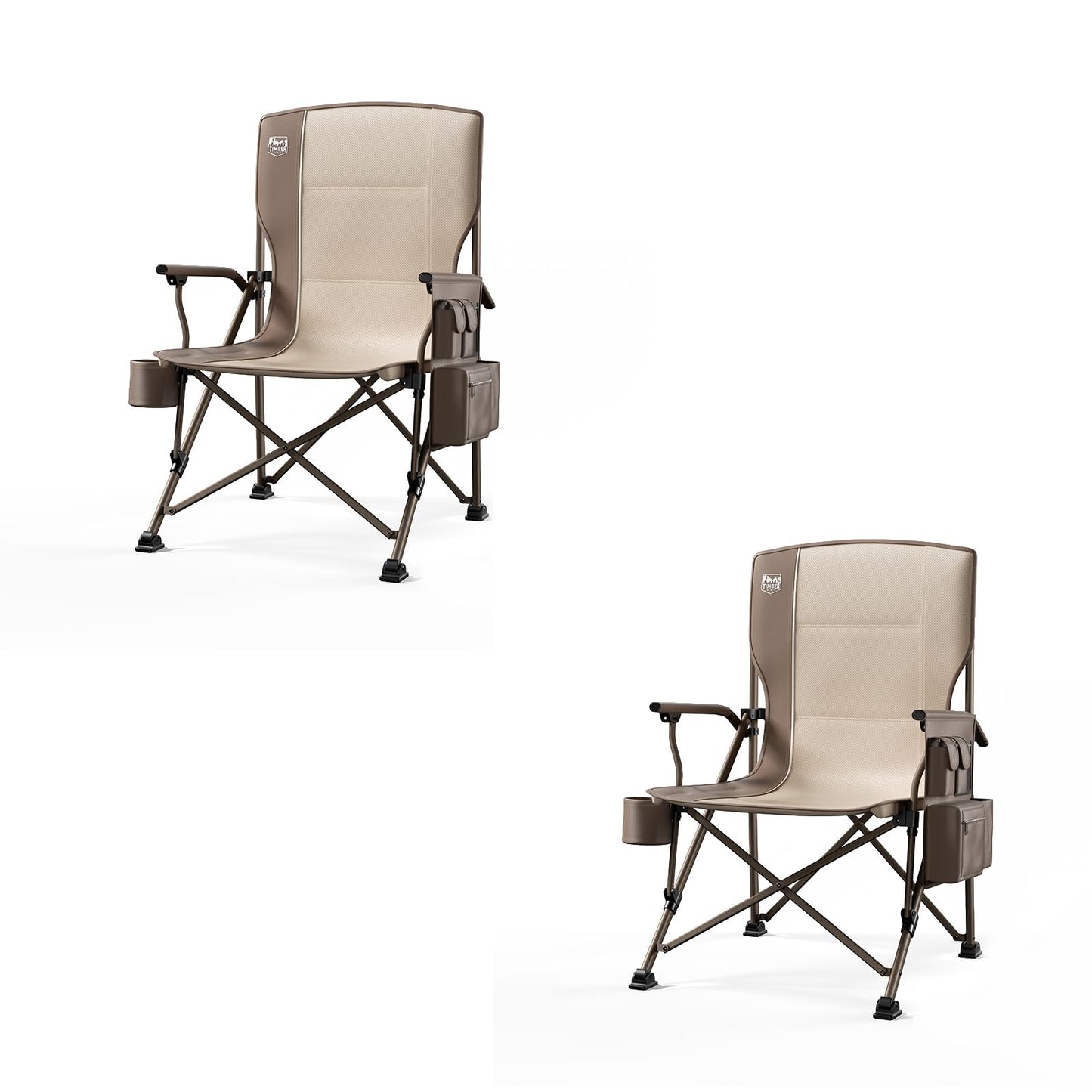 TIMBER RIDGE Oversized Folding Camping Chair High Back Heavy Duty for Adults Support up to 500lbs with Cup Holder, Side Pocket Cooler Bag