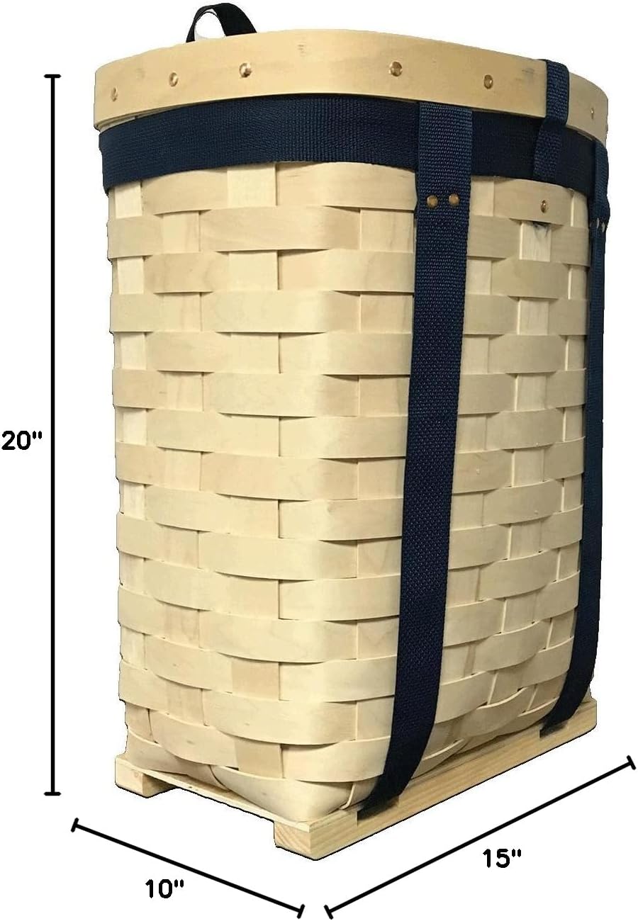 AuSable Brand Trappers Hardwood Maple Veneer Pack Basket 20" H x 15" W x 10" D, Blue, Multi-Purpose