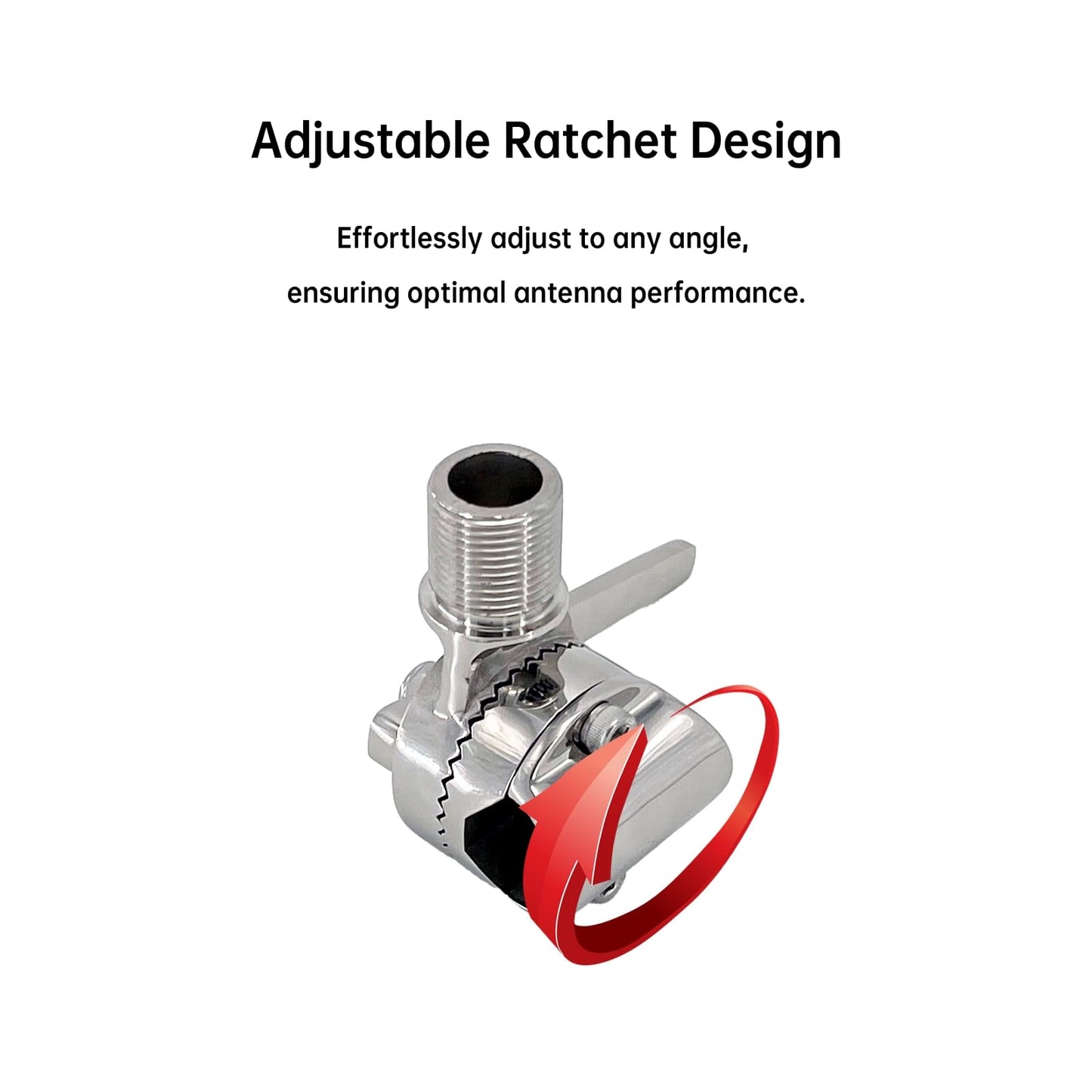 VM100 VHF Marine Radio Antenna,44 Inch Waterproof Fiberglass Boat Antenna with Adjustable Ratchet Fixed Mount and 16 ft RG-58U Cable