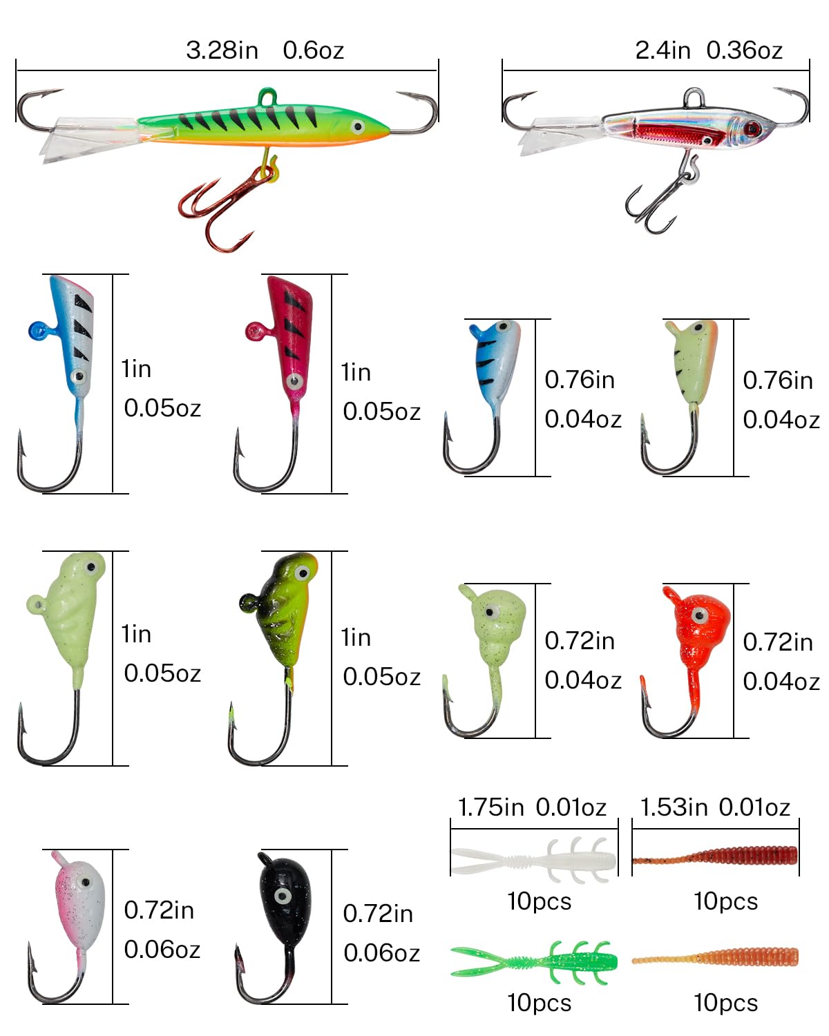 Gonex Ice Fishing Rod Reel Combo Medium Light Carbon Fiber Fiberglass Portable Complete Kit Include Skimmer Spare Rod Spinning Ice Fishing Reel Ice Jig Folding Stool for Winter Fishing