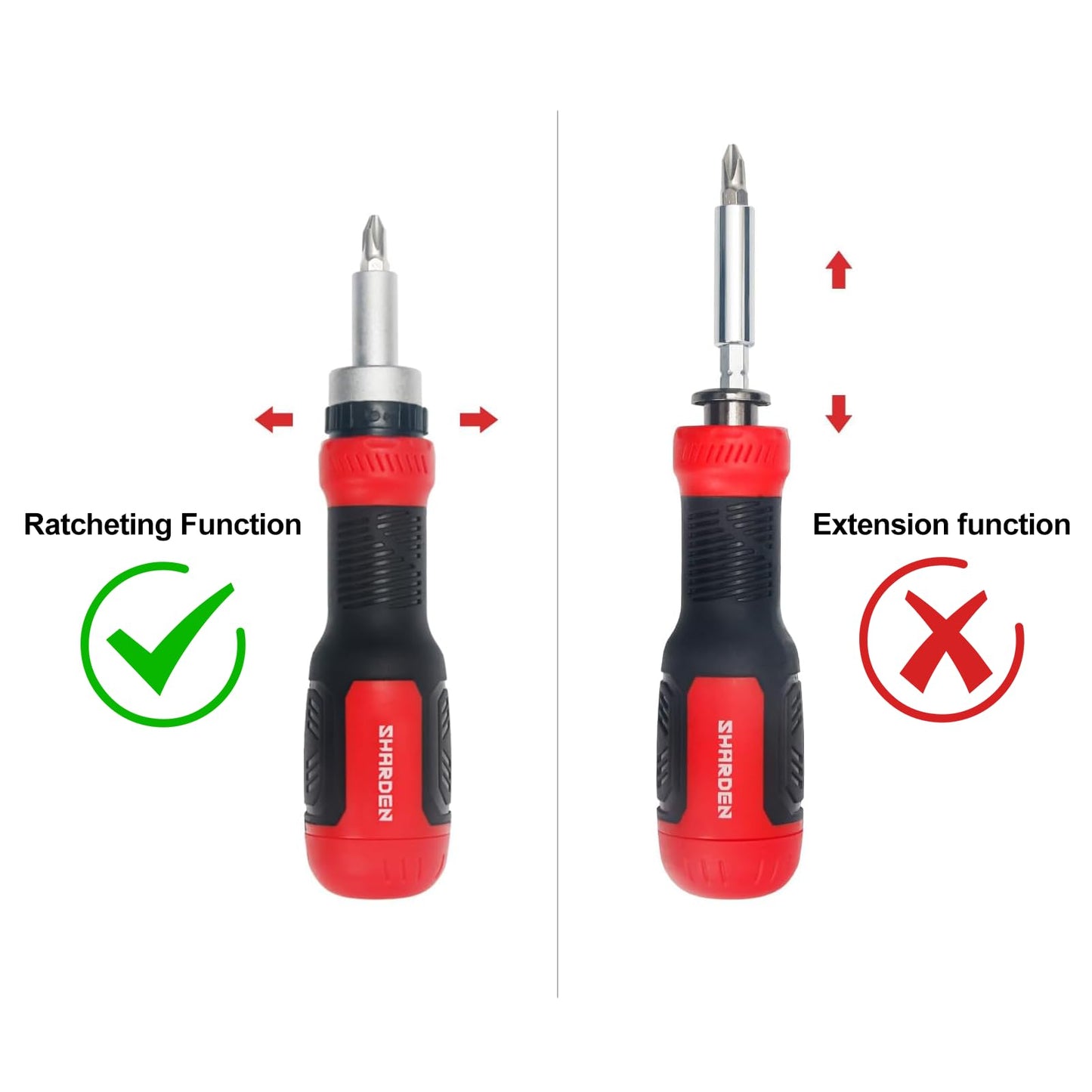 SHARDEN Multi Screwdriver 13-in-1 Screw Driver Adjustable Screwdriver Set Multitool All in One with Torx Security, Flat Head, Phillips, Hex, Square and 1/4 Nut Driver