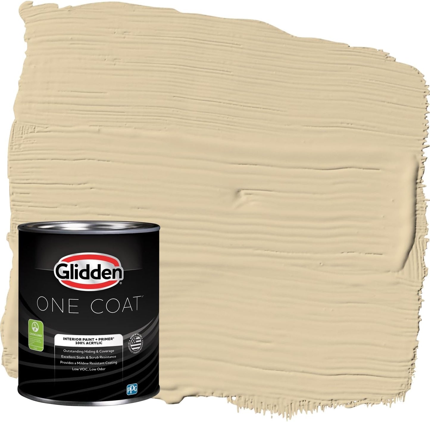 Glidden Interior Paint + Primer: Beige/Toasted Almond, One Coat, Semi-Gloss, 1-Quart