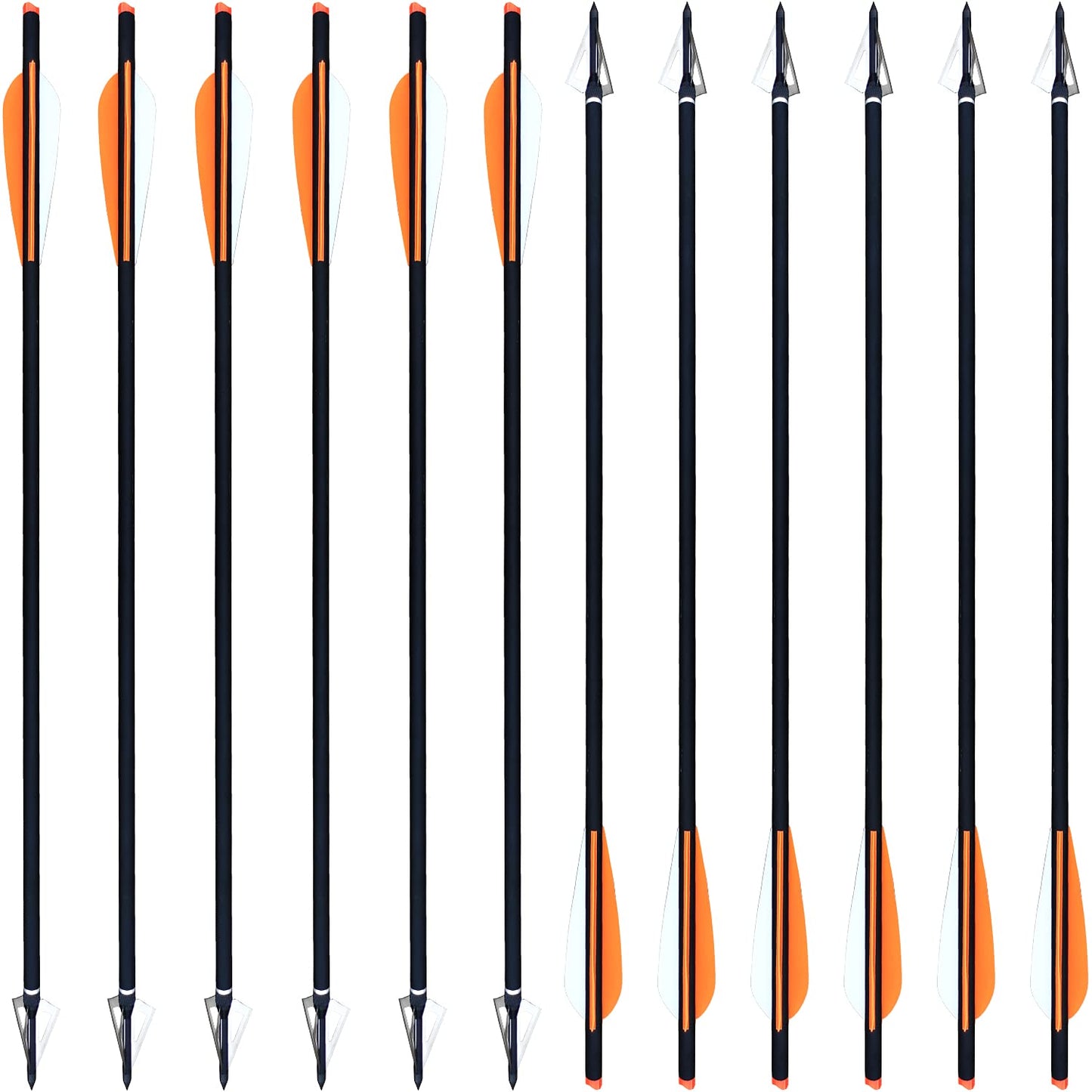 20 22 Inch Crossbow Bolts and Crossbow Broadheads Set Carbon Crossbow Arrows for Hunting and Outdoor Practice, 12pcs Arrows 12pcs Broadheads(24 Pack)