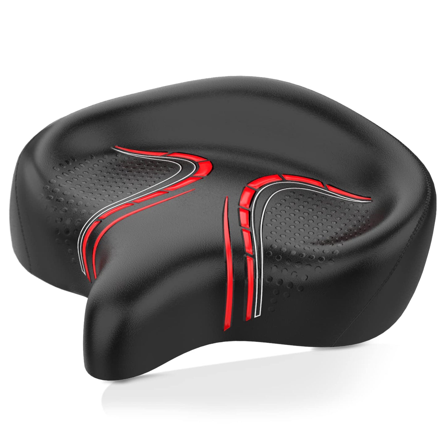 BLUEWIND Oversized Bike Seat, Wide Bicycle Saddle Novel Backrest Design for Electric Bike, Universal Fit Exercise Bike or Road Stationary Bike Seat Cushion for Men & Women