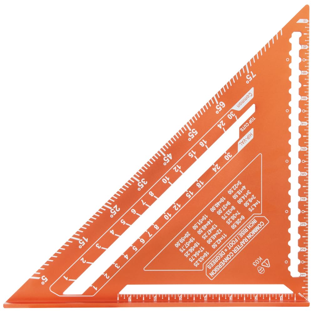 Klein Tools 935FSQ Framing Square, 24-Inch x 16-Inch, L Shape Carpenter Woodworking Tool with Laser Etched Rafter Tables and Octagon Scales